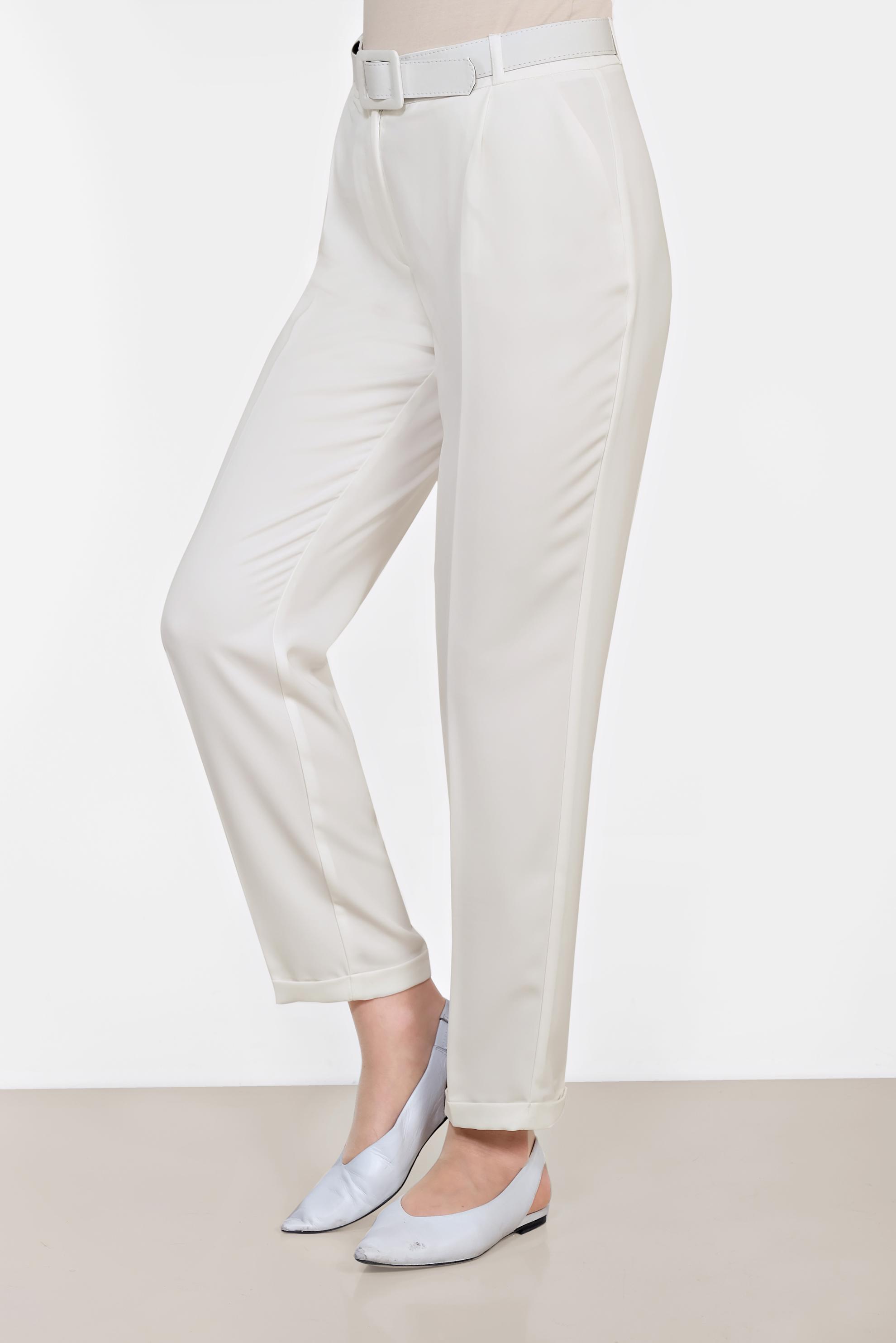 Tesettür giyim BEYAZ ARA BEL HAVUÇ PANTOLON 7569