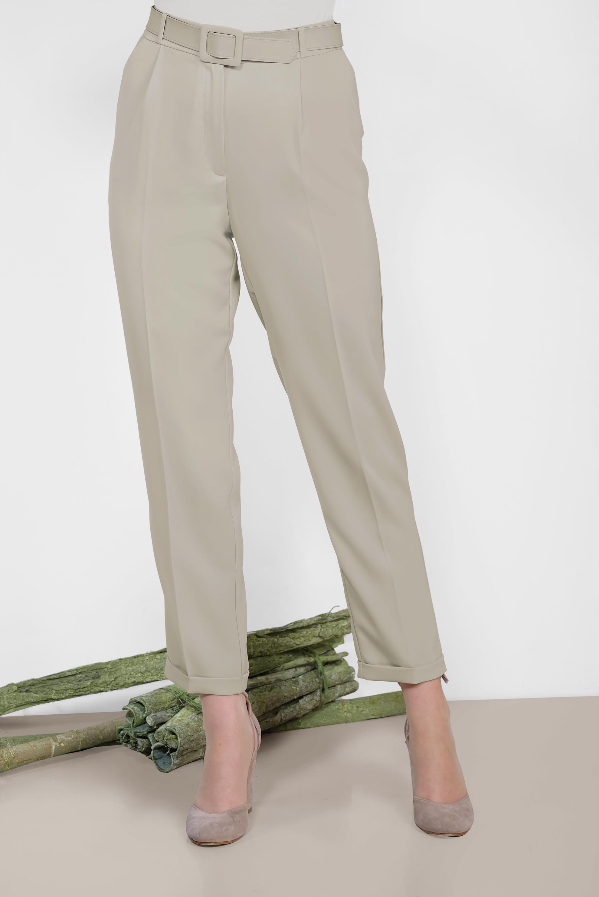 Tesettür giyim BEJ ARA BEL HAVUÇ PANTOLON 7569