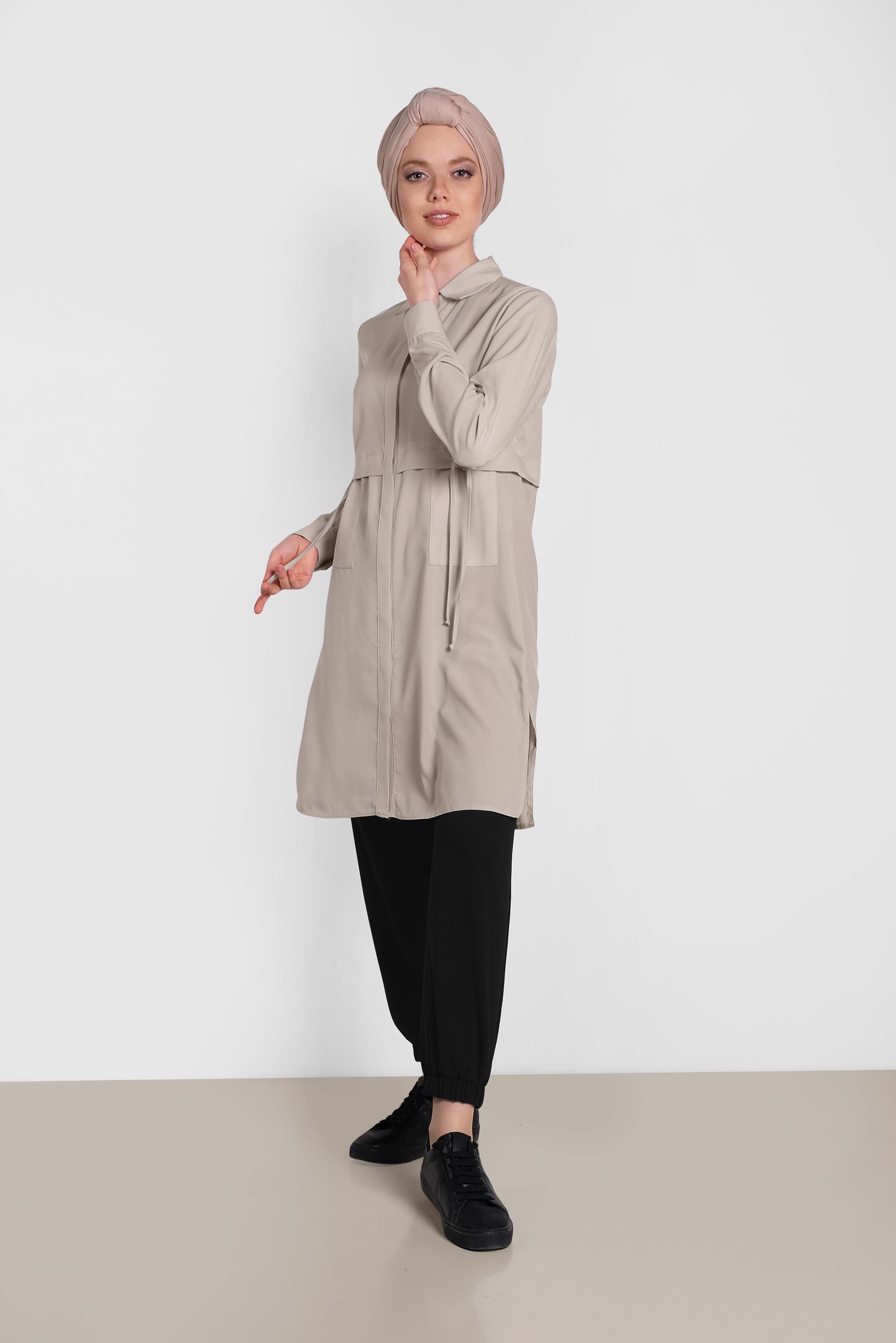 Tesettür giyim SİYAH BİLEKLERİ VE BELİ LASTİKLİ PANTOLON 7571 