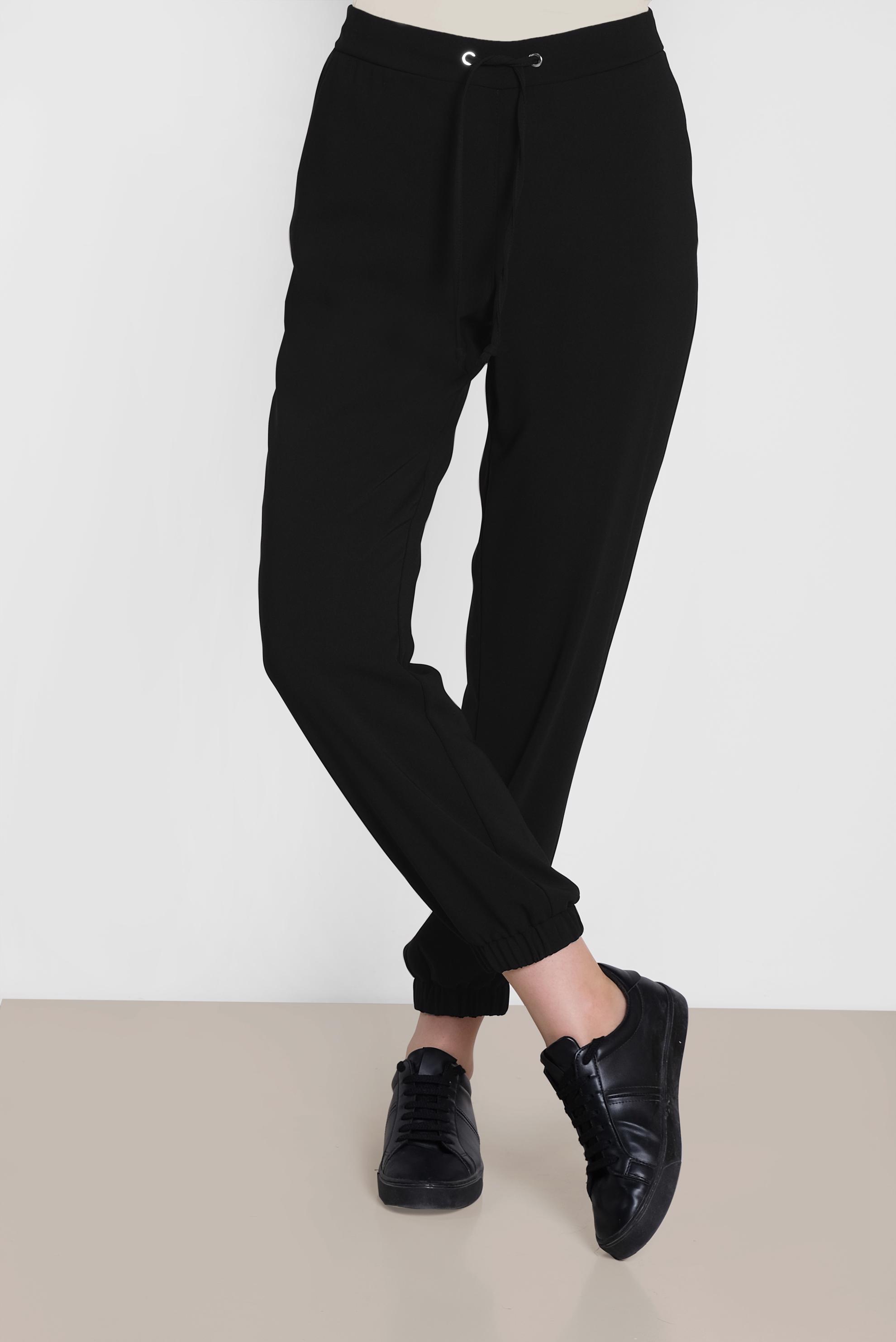 Tesettür giyim SİYAH BİLEKLERİ VE BELİ LASTİKLİ PANTOLON 7571 