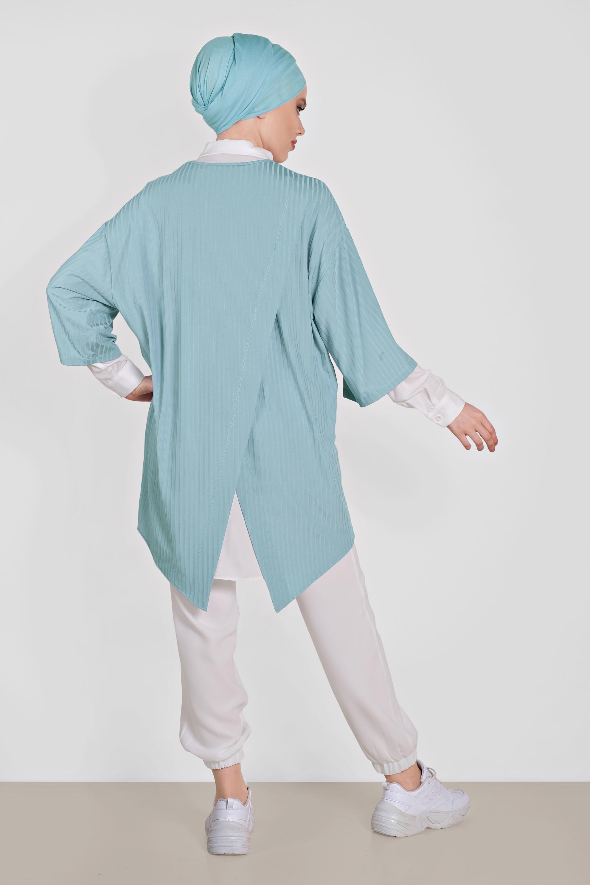 Tesettür giyim BEYAZ BİLEKLERİ VE BELİ LASTİKLİ PANTOLON 7571 