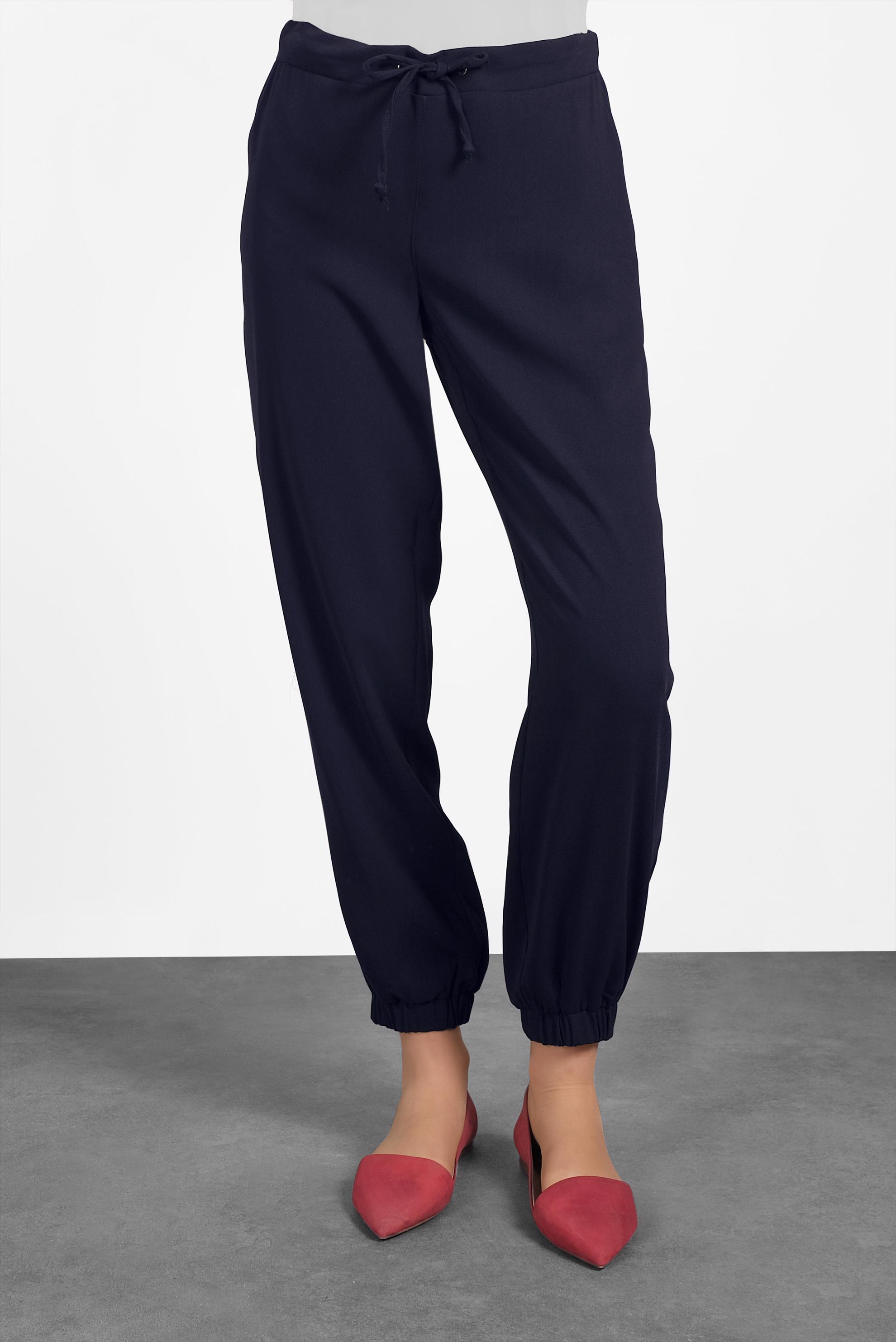 Tesettür giyim LACİVERT BİLEKLERİ VE BELİ LASTİKLİ PANTOLON 7571 