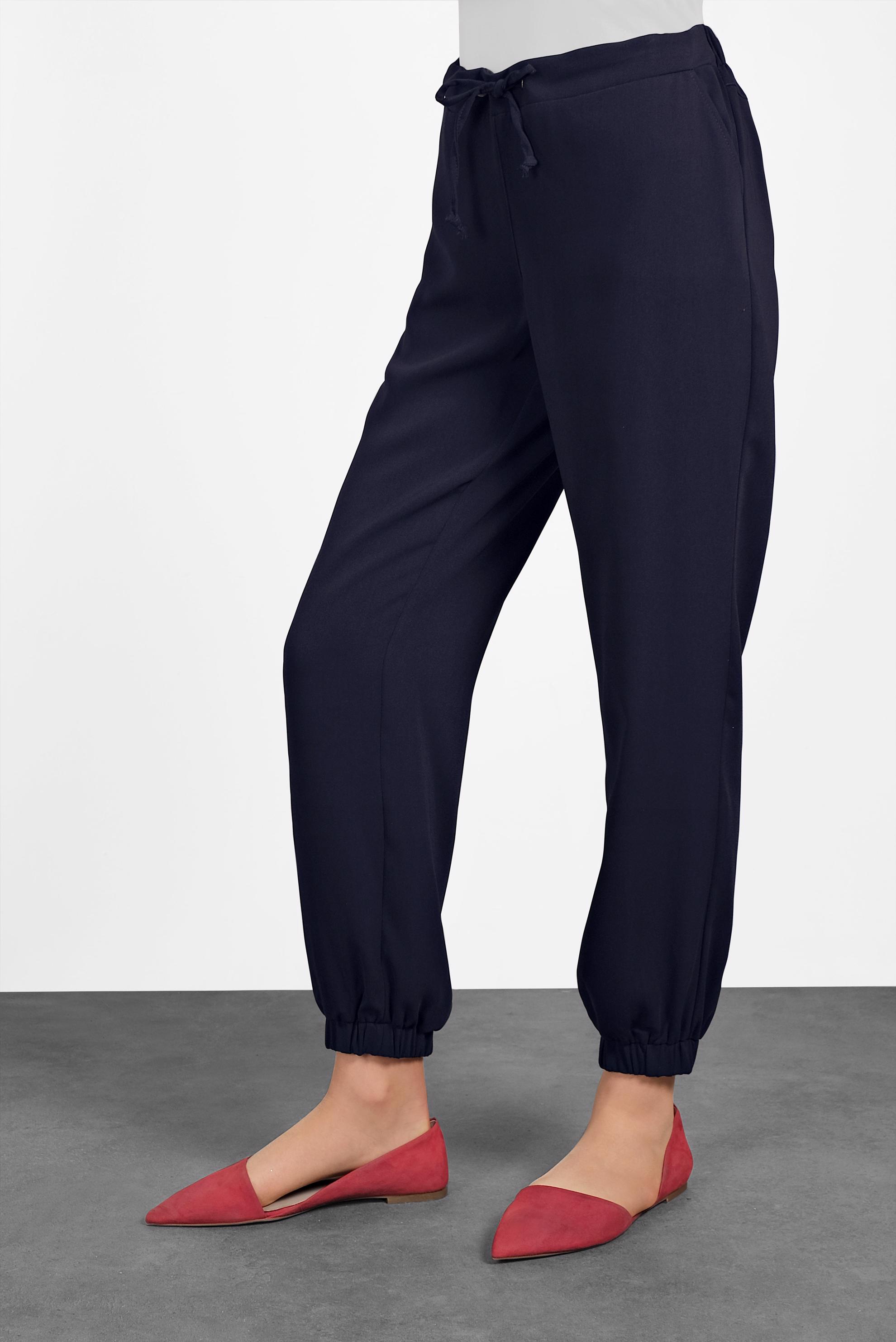 Tesettür giyim LACİVERT BİLEKLERİ VE BELİ LASTİKLİ PANTOLON 7571 