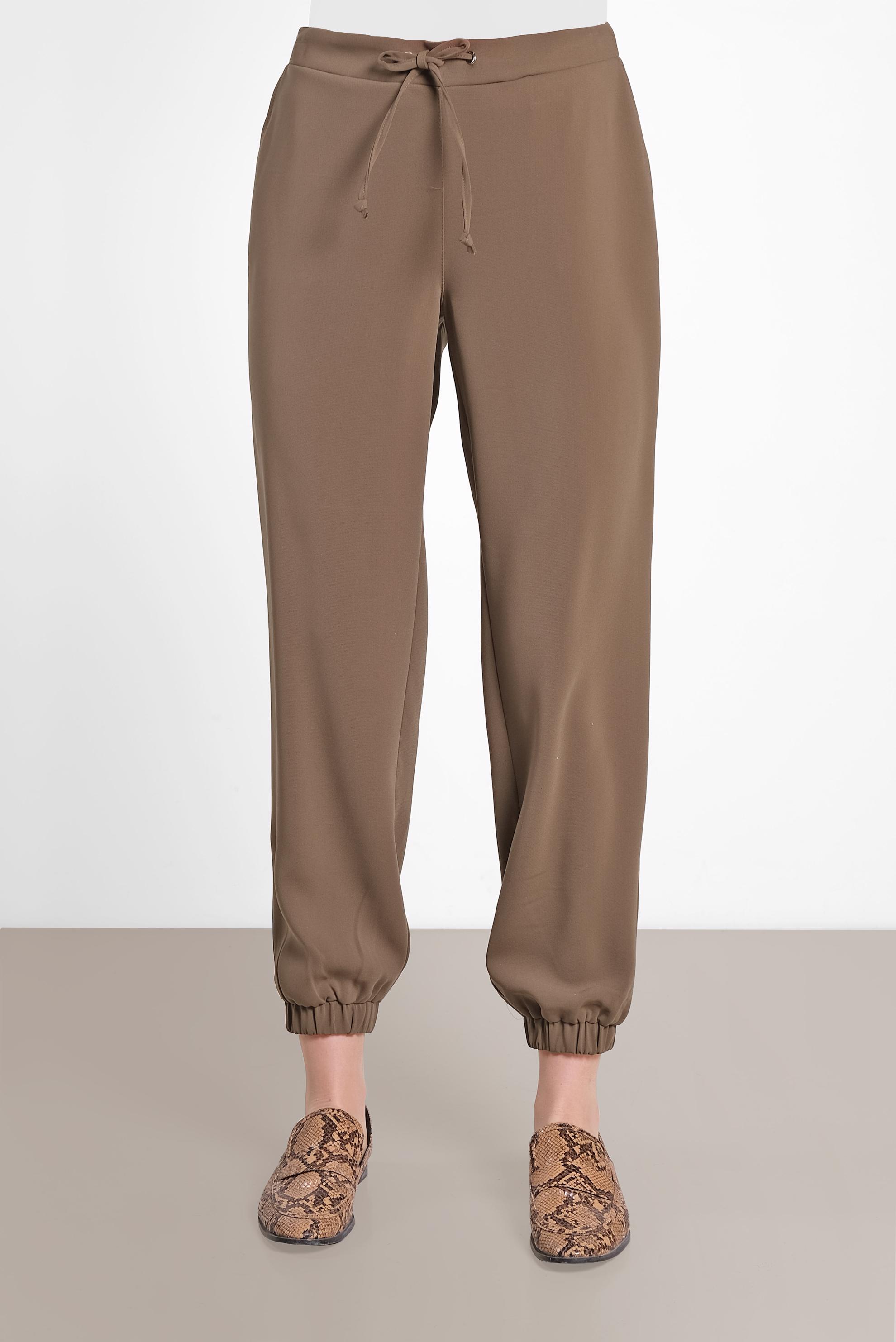 Tesettür giyim KAHVE BİLEKLERİ VE BELİ LASTİKLİ PANTOLON 7571 