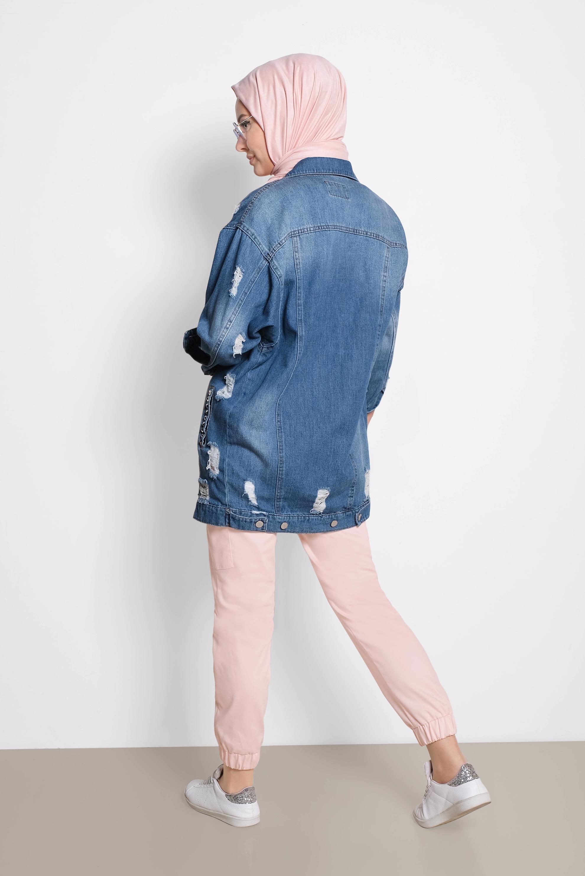 Tesettür giyim PUDRA YANDAN CEPLİ KARGO PANTOLON 7572 