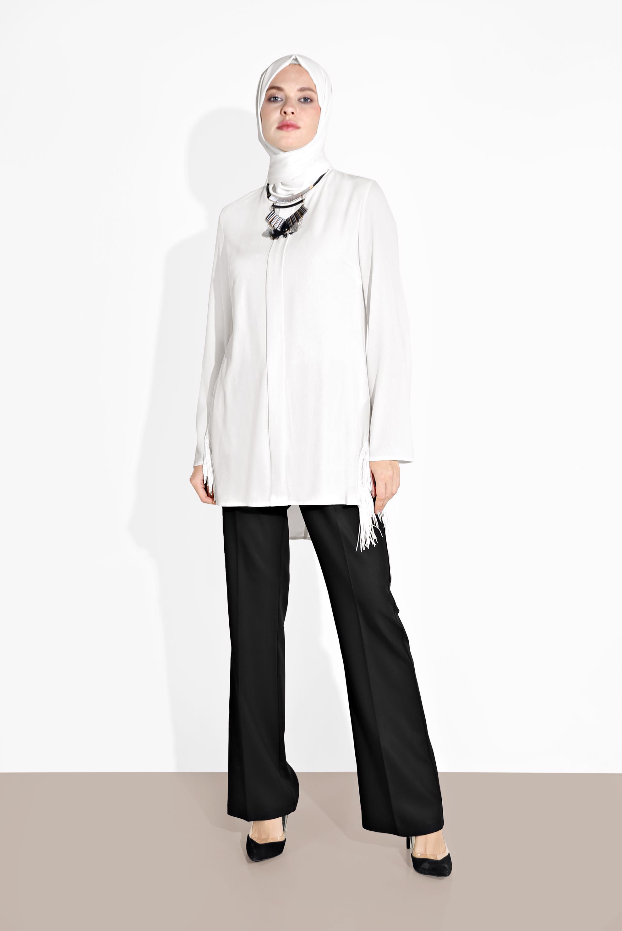 Tesettür giyim SİYAH BOL PAÇA PAMUKLU PANTOLON 7576 