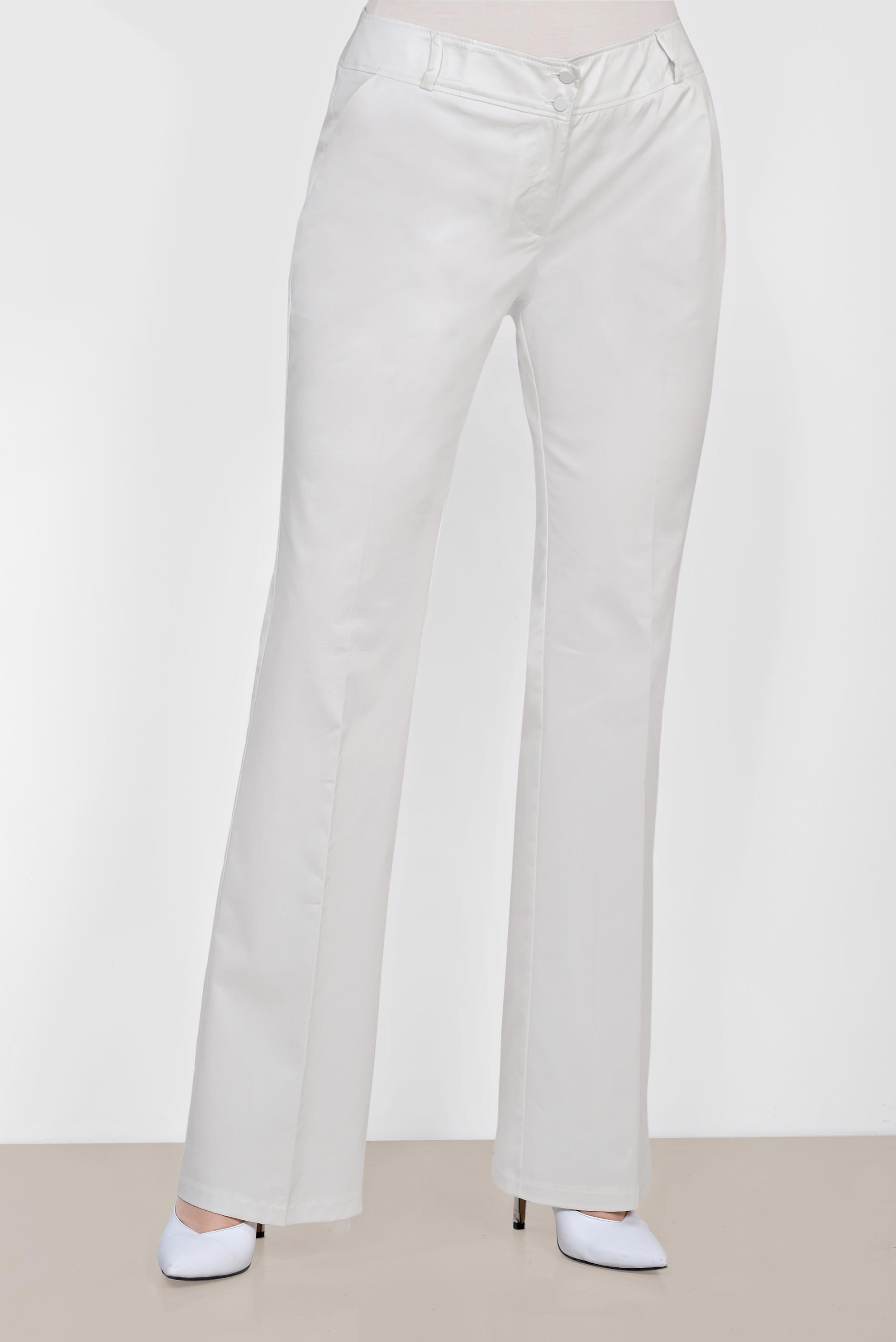 Tesettür giyim BEYAZ BOL PAÇA PAMUKLU PANTOLON 7576 