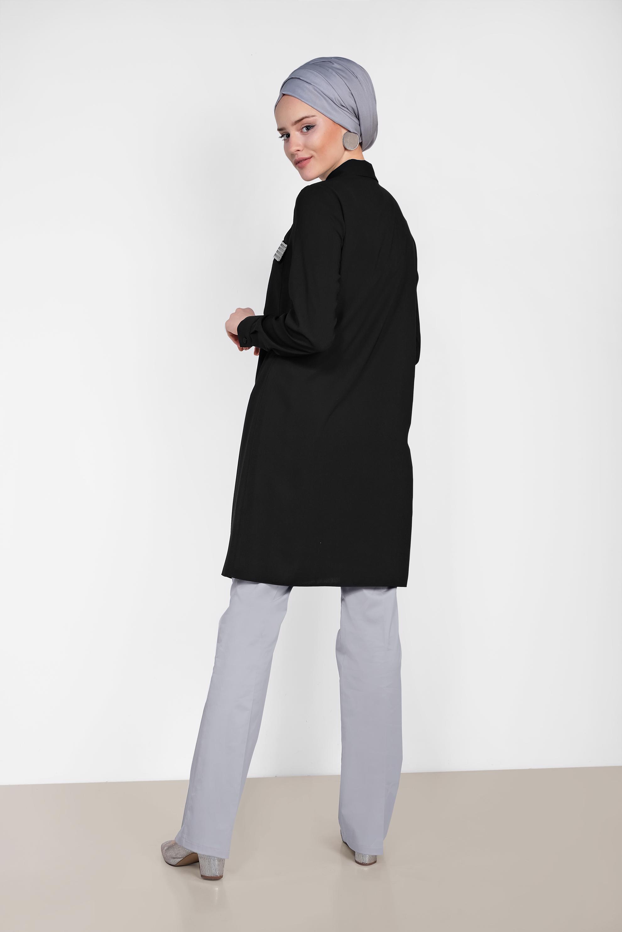 Tesettür giyim GRİ BOL PAÇA PAMUKLU PANTOLON 7576 
