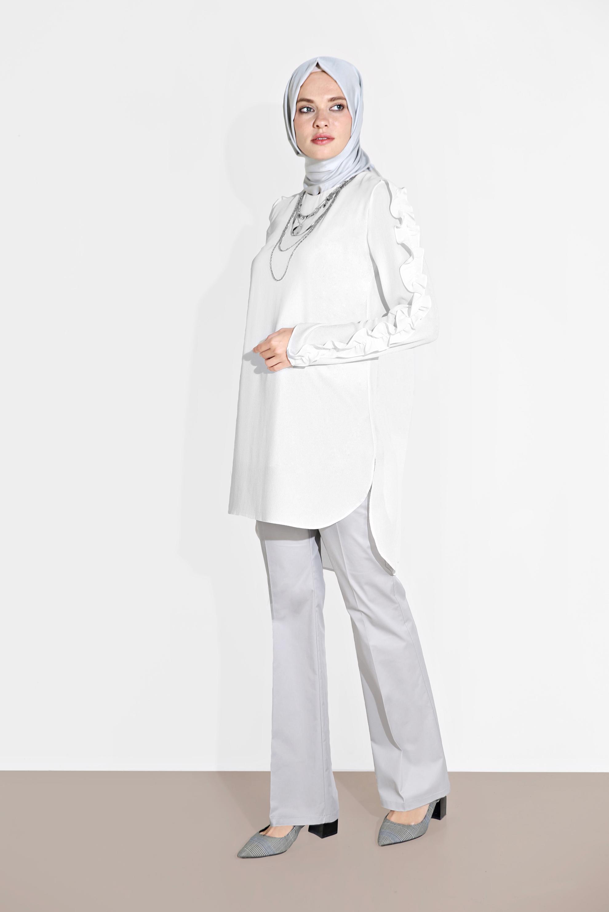 Tesettür giyim GÜMÜŞ BOL PAÇA PAMUKLU PANTOLON 7576 