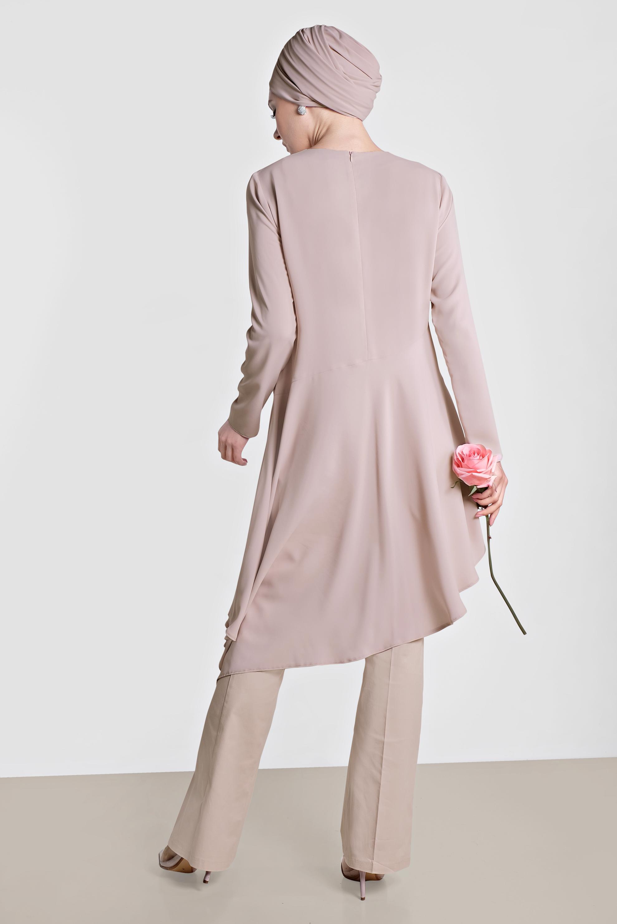 Tesettür giyim PUDRA BOL PAÇA PAMUKLU PANTOLON 7576 