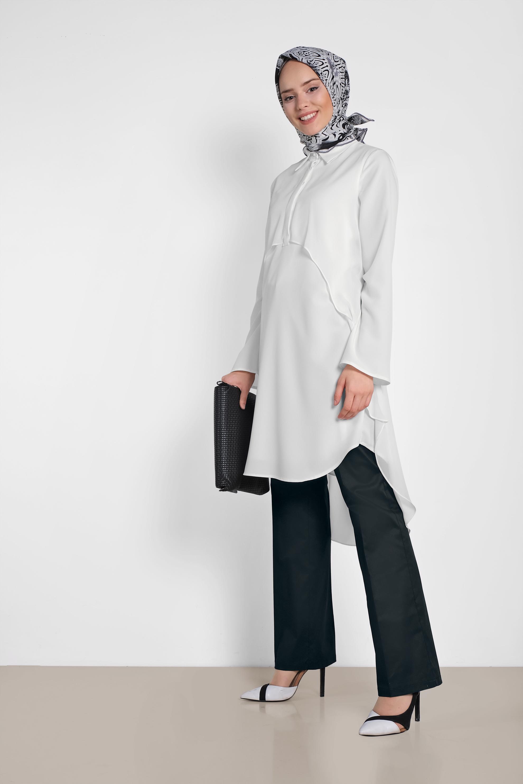 Tesettür giyim LACİVERT BOL PAÇA PAMUKLU PANTOLON 7576 