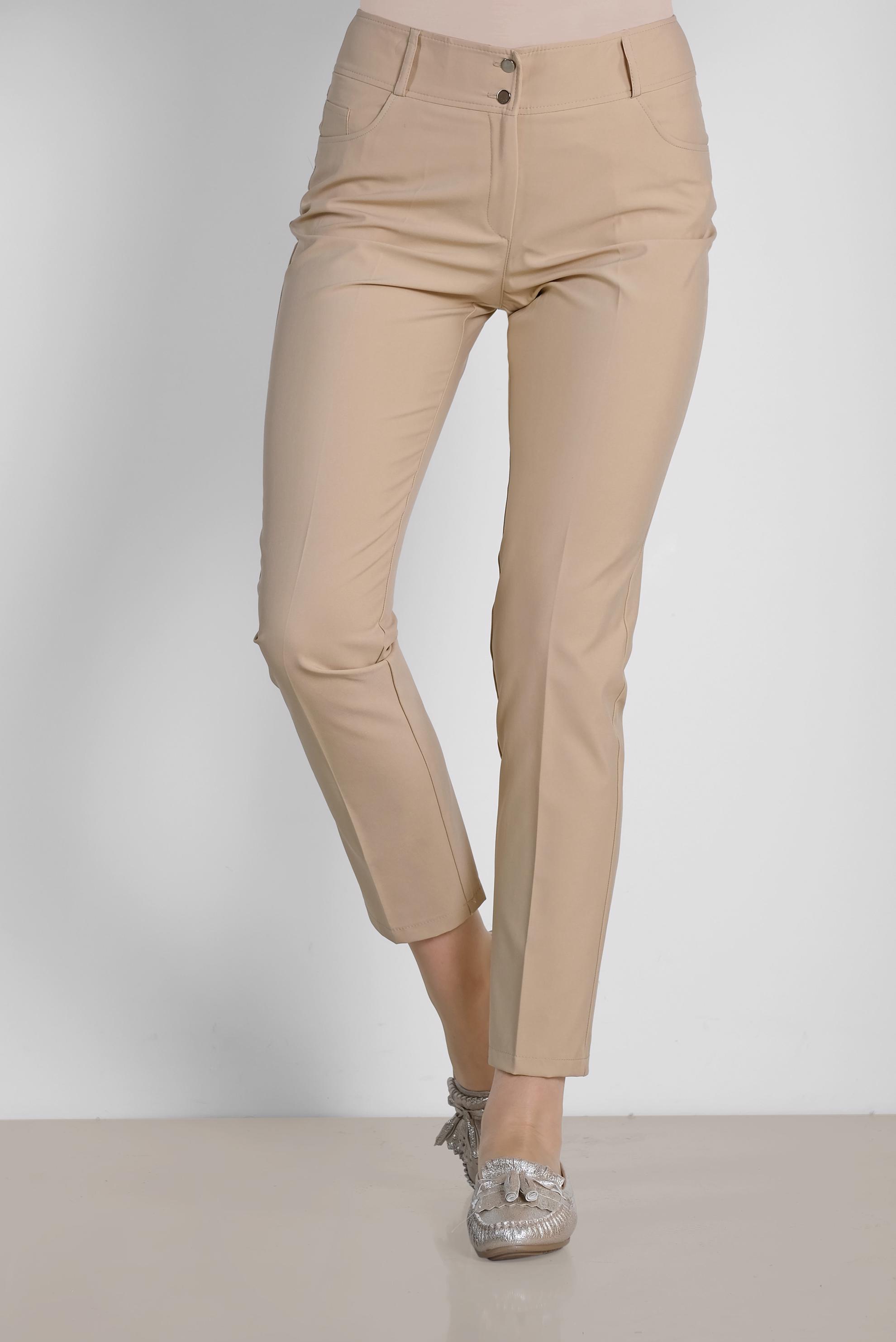 Tesettür giyim BEJ ARA BEL KUMAŞ PANTOLON 7577