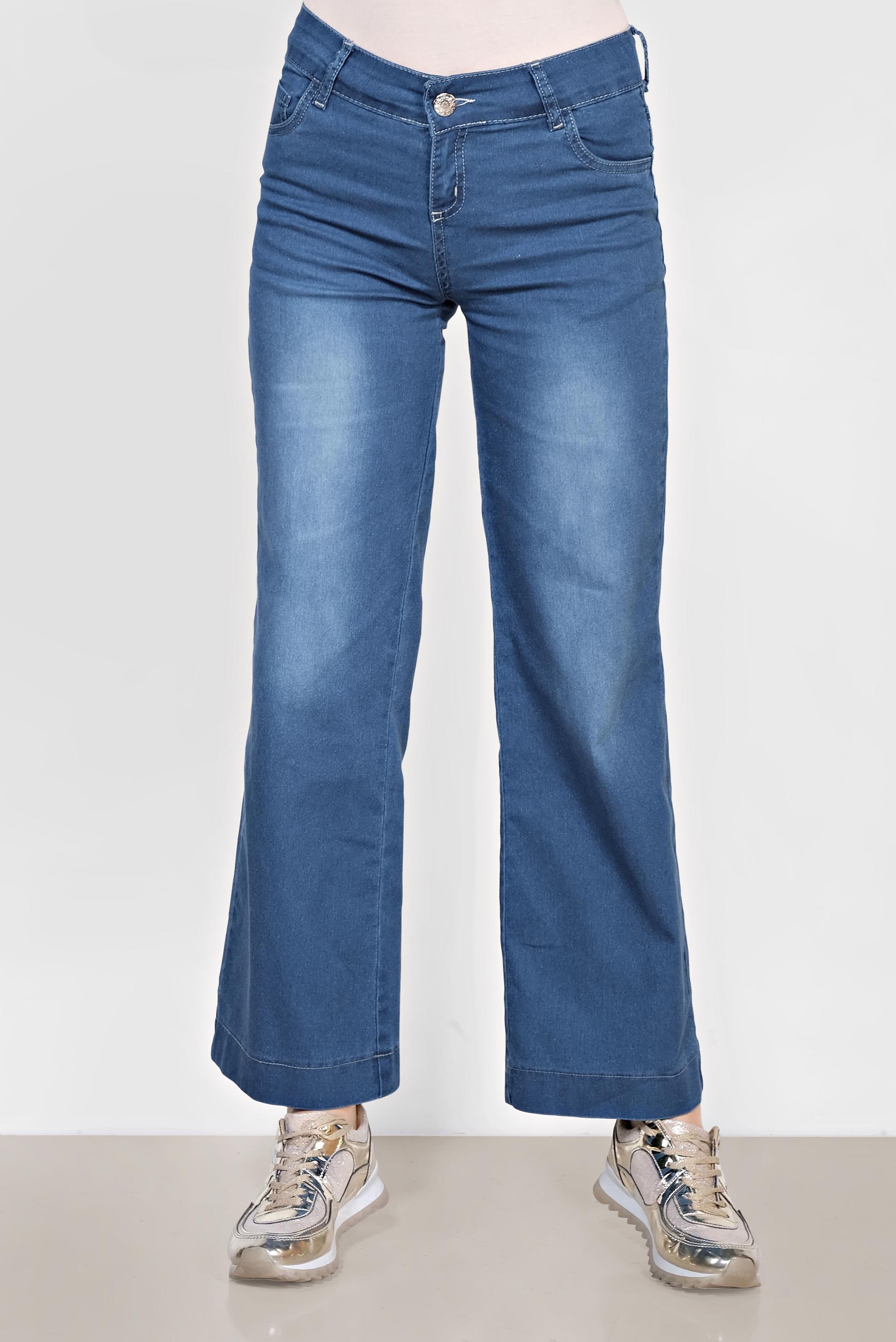 Tesettür giyim MAVİ ARA BEL PAMUKLU DENİM PANTOLON 7583