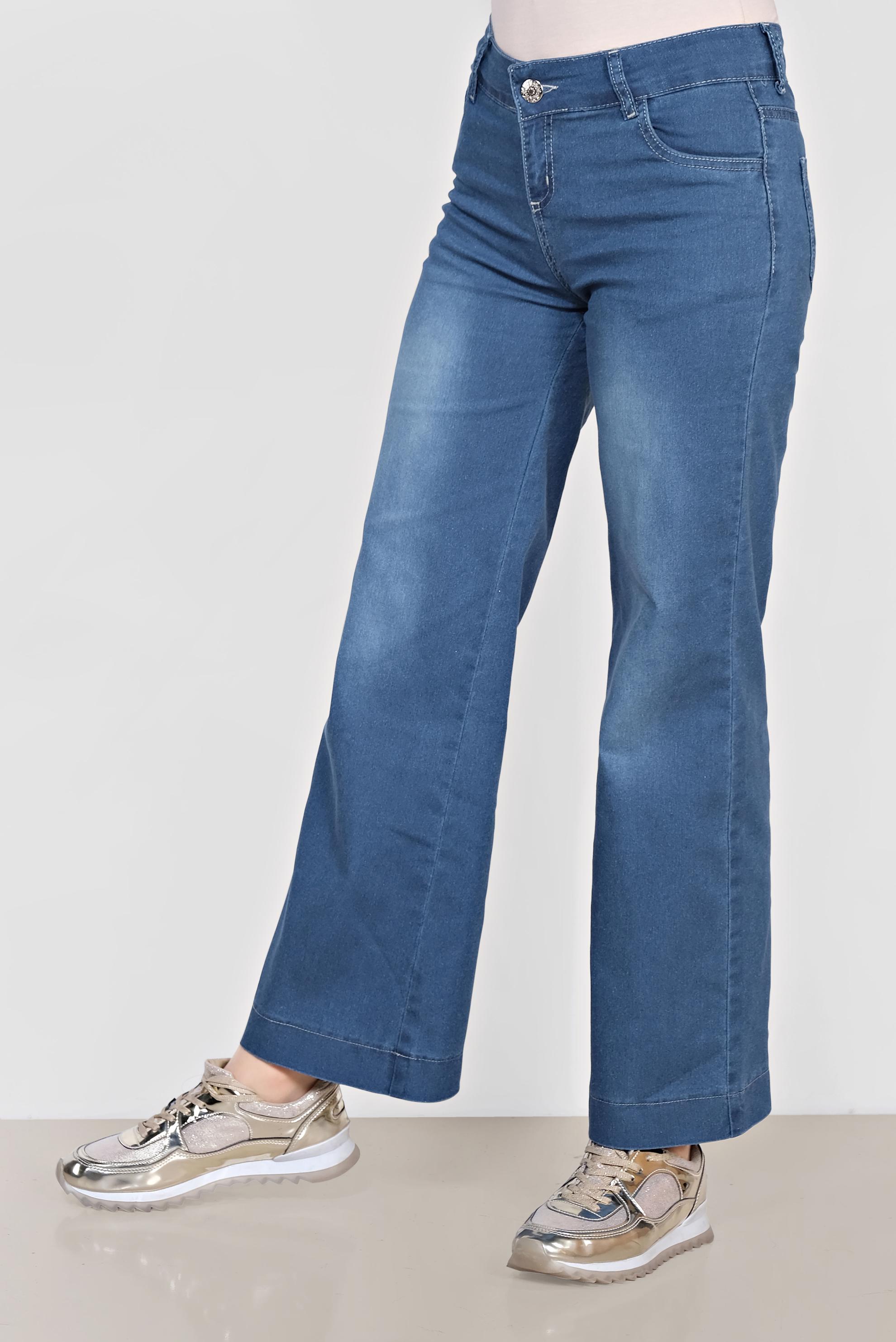 Tesettür giyim MAVİ ARA BEL PAMUKLU DENİM PANTOLON 7583