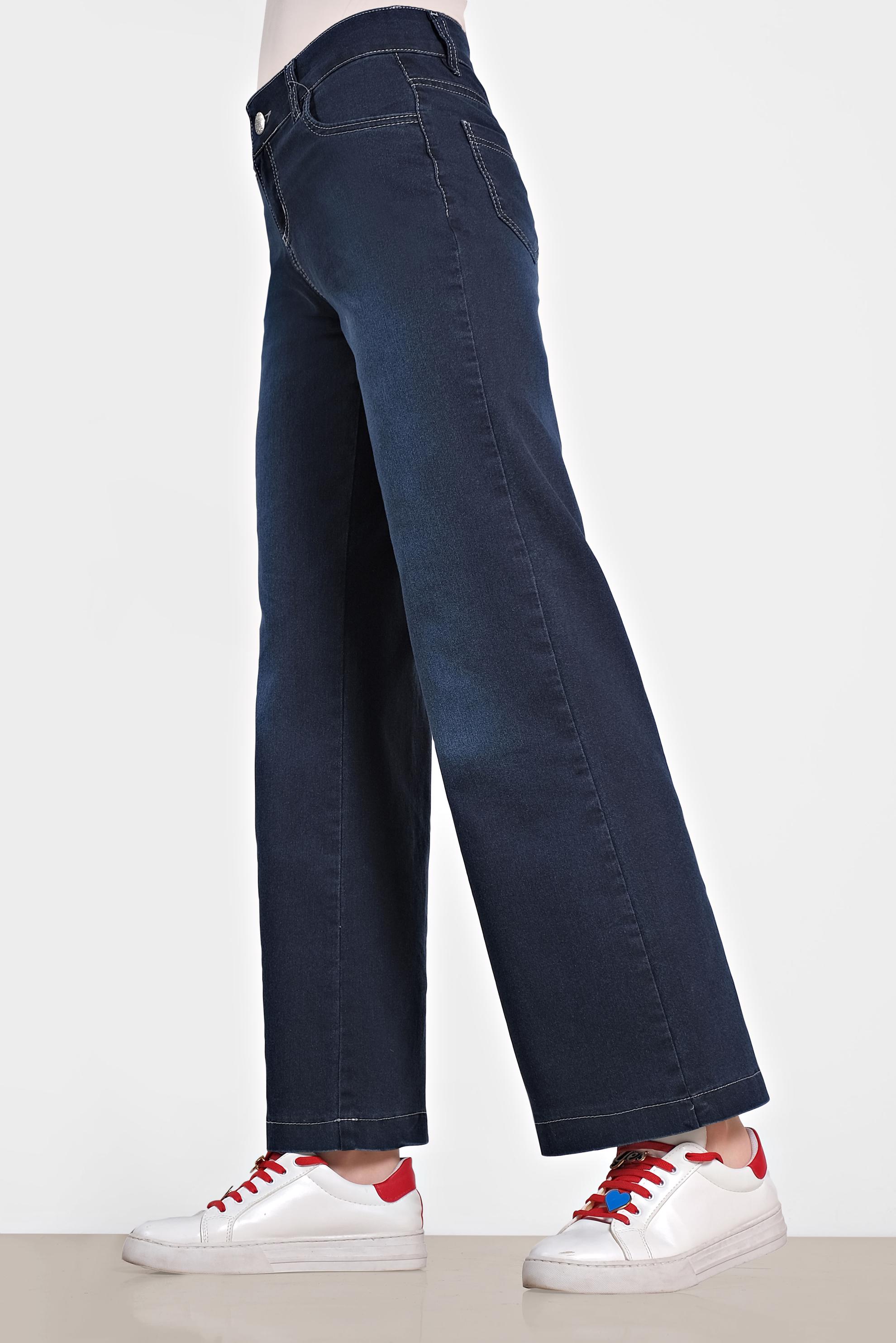 Tesettür giyim LACİVERT ARA BEL PAMUKLU DENİM PANTOLON 7583