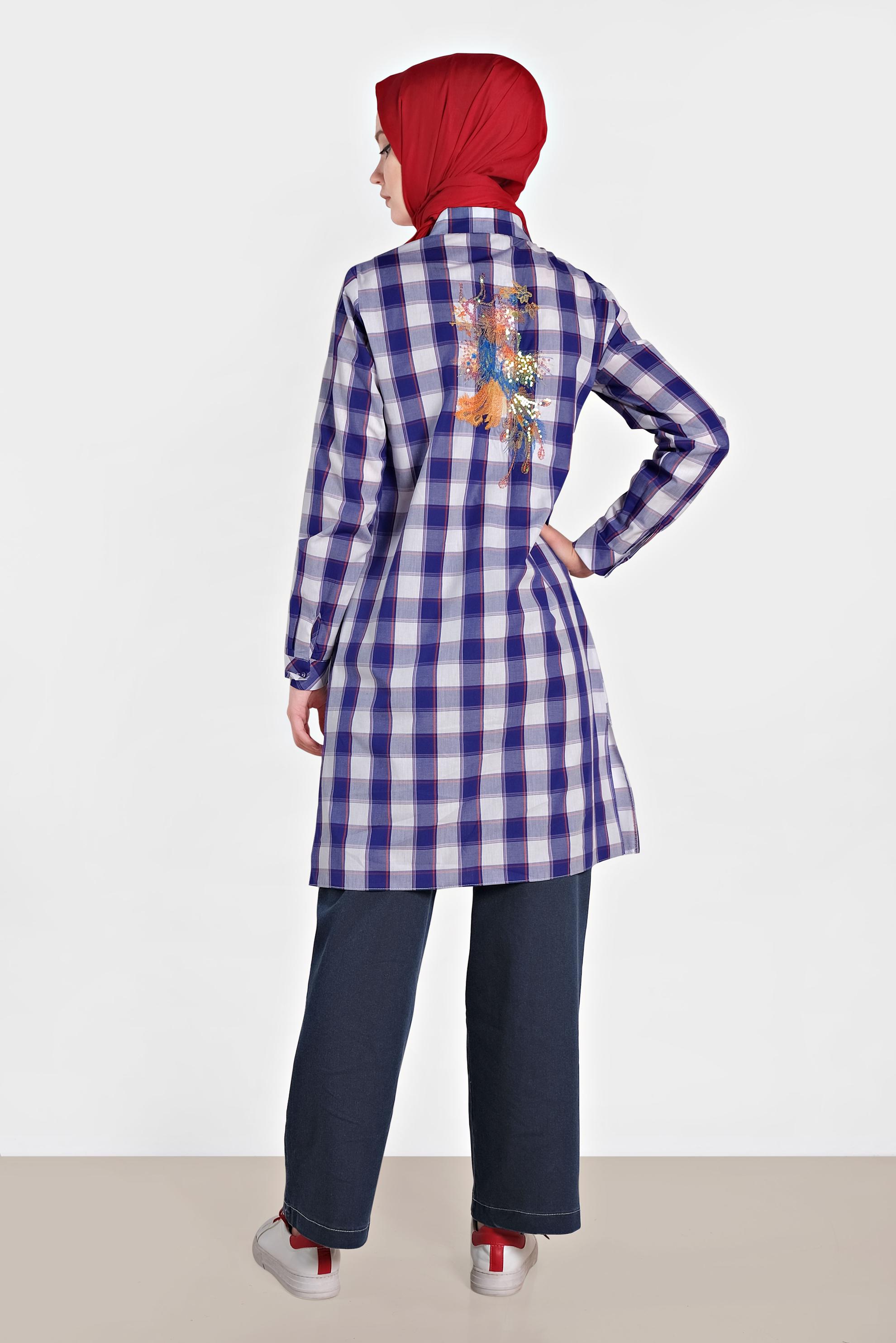 Tesettür giyim LACİVERT ARA BEL PAMUKLU DENİM PANTOLON 7583