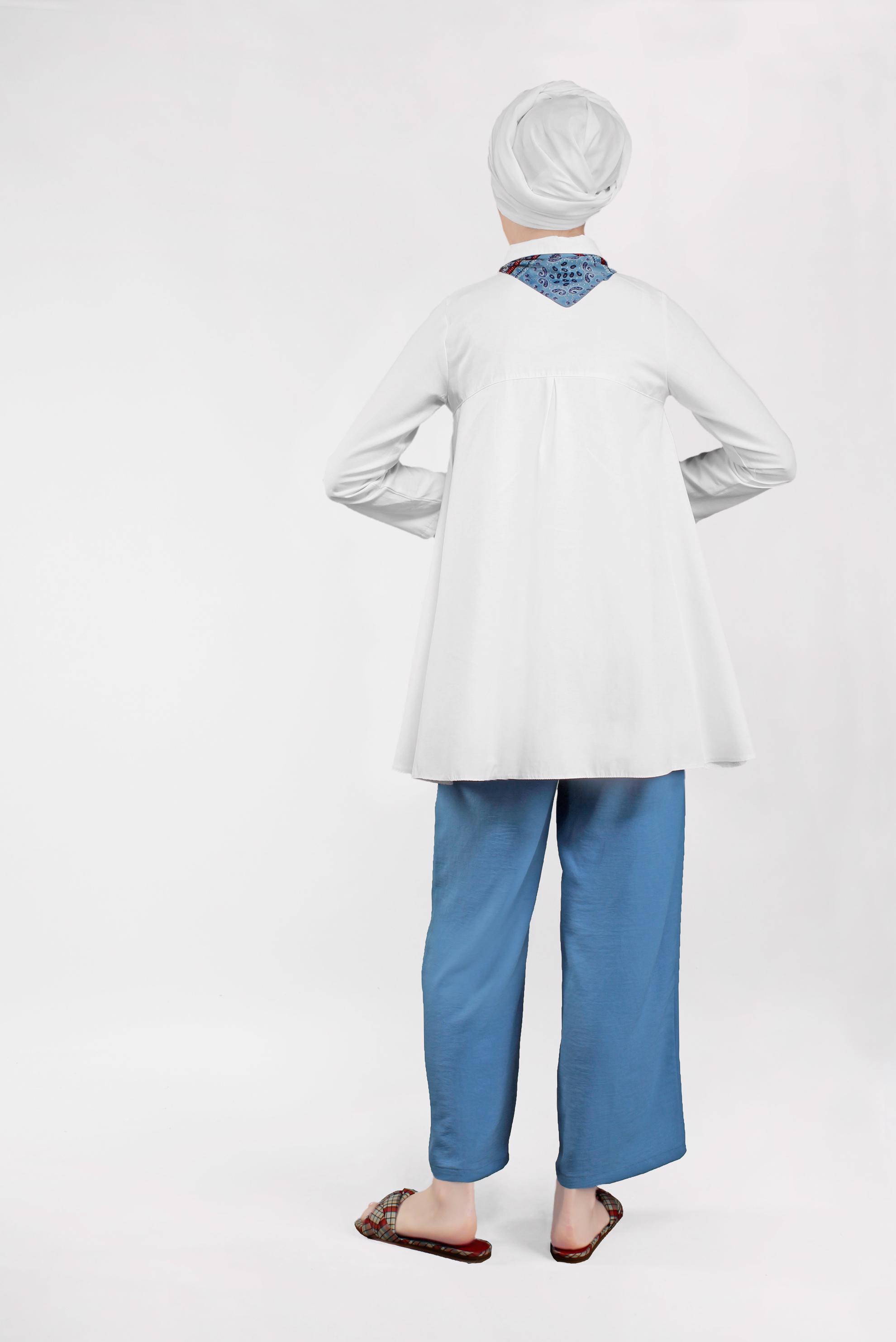 Tesettür giyim LACİVERT YÜKSEK BEL KEMERLİ LİKRALI PANTOLON 7587 