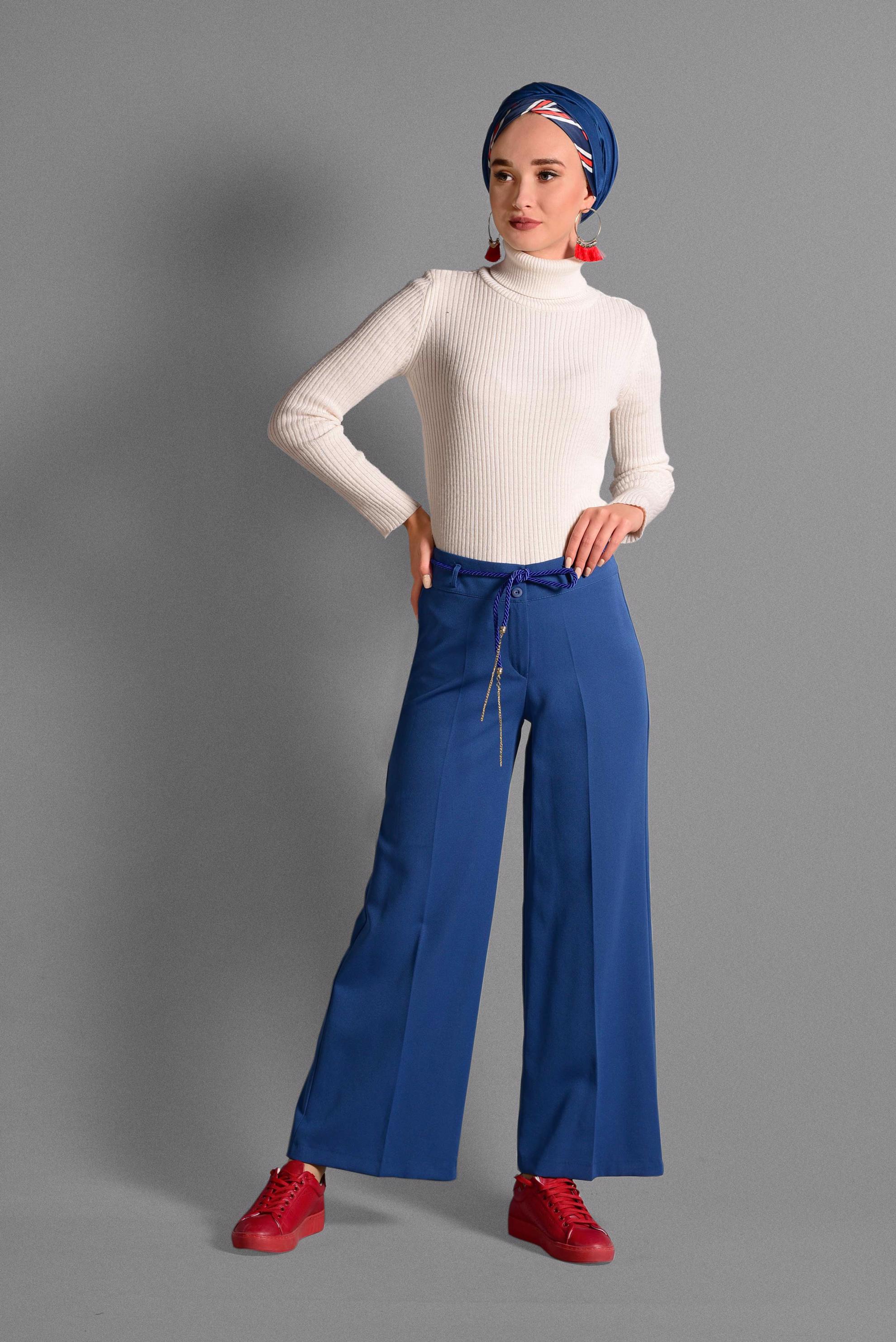 Tesettür giyim LACİVERT LİKRALI PANTOLON 7588 