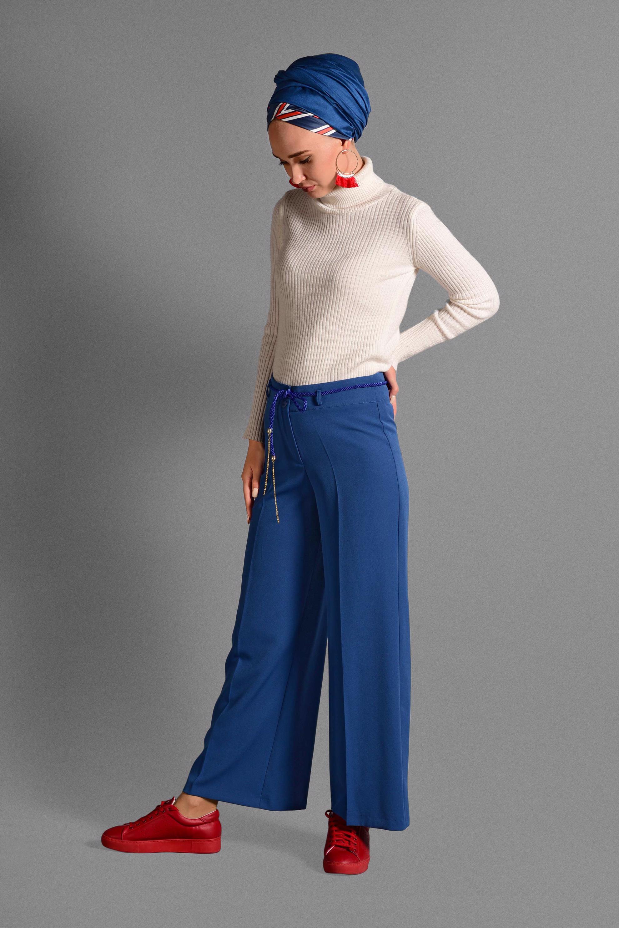 Tesettür giyim LACİVERT LİKRALI PANTOLON 7588 