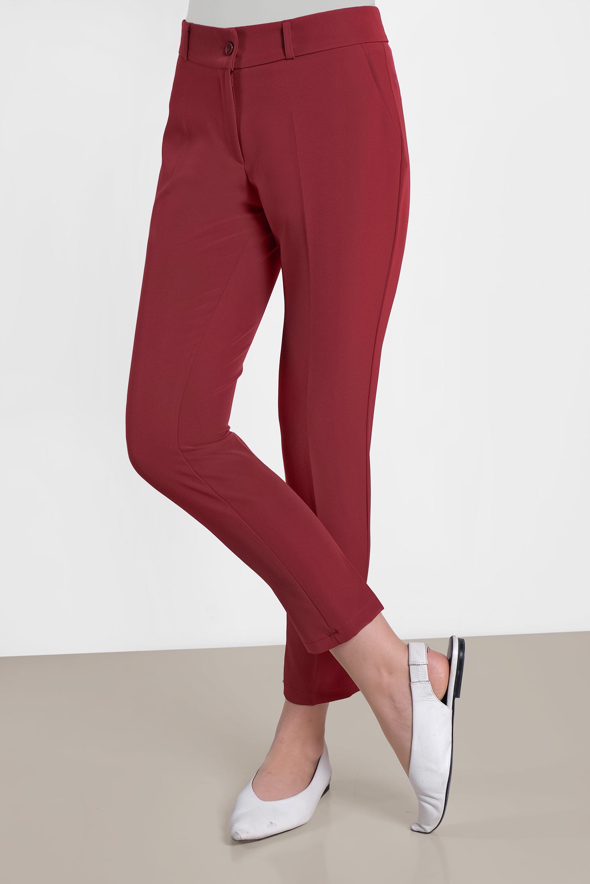 Tesettür giyim BORDO ARA BEL DAR PAÇA PANTOLON 7589 