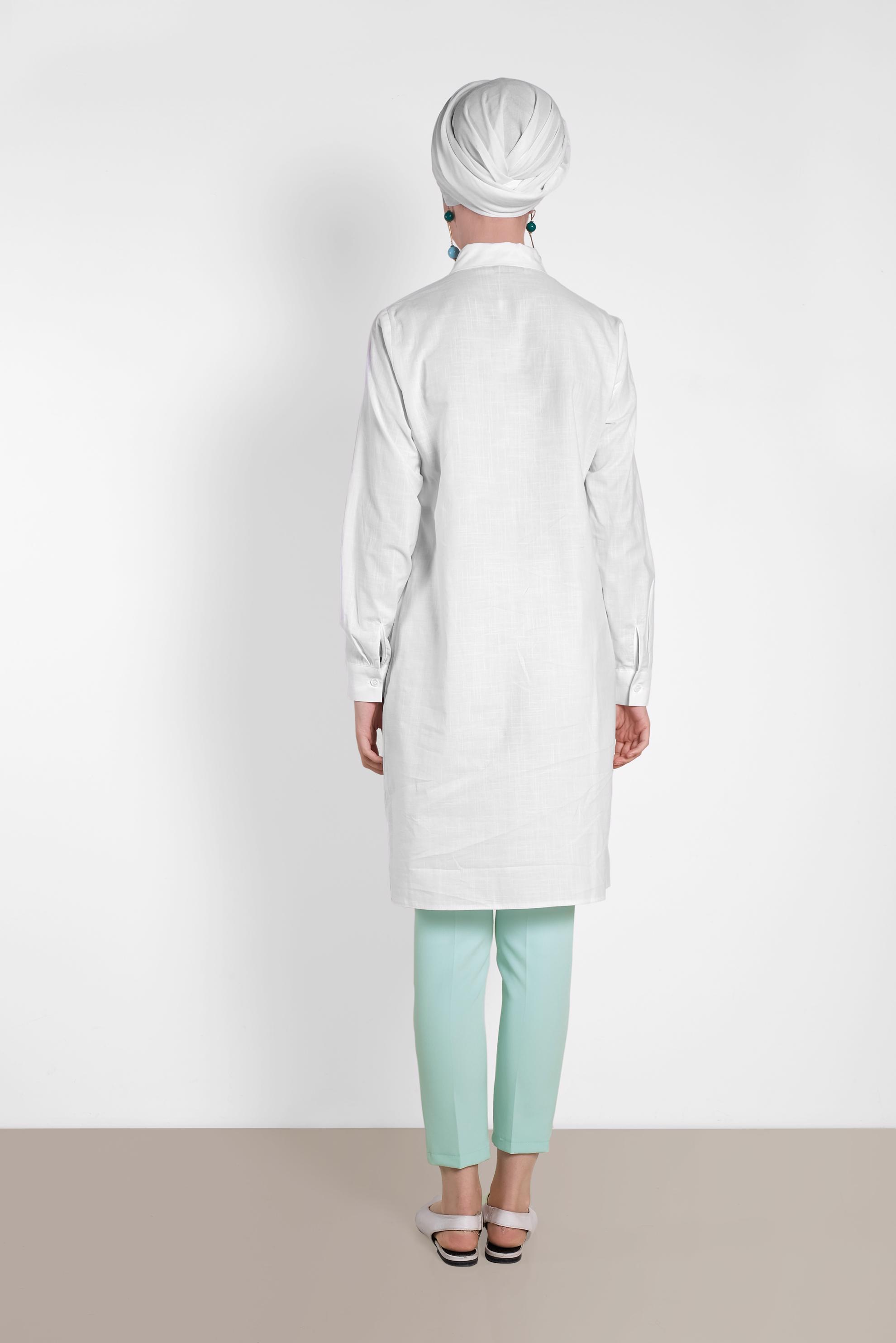 Tesettür giyim YEŞİL ARA BEL DAR PAÇA PANTOLON 7589 