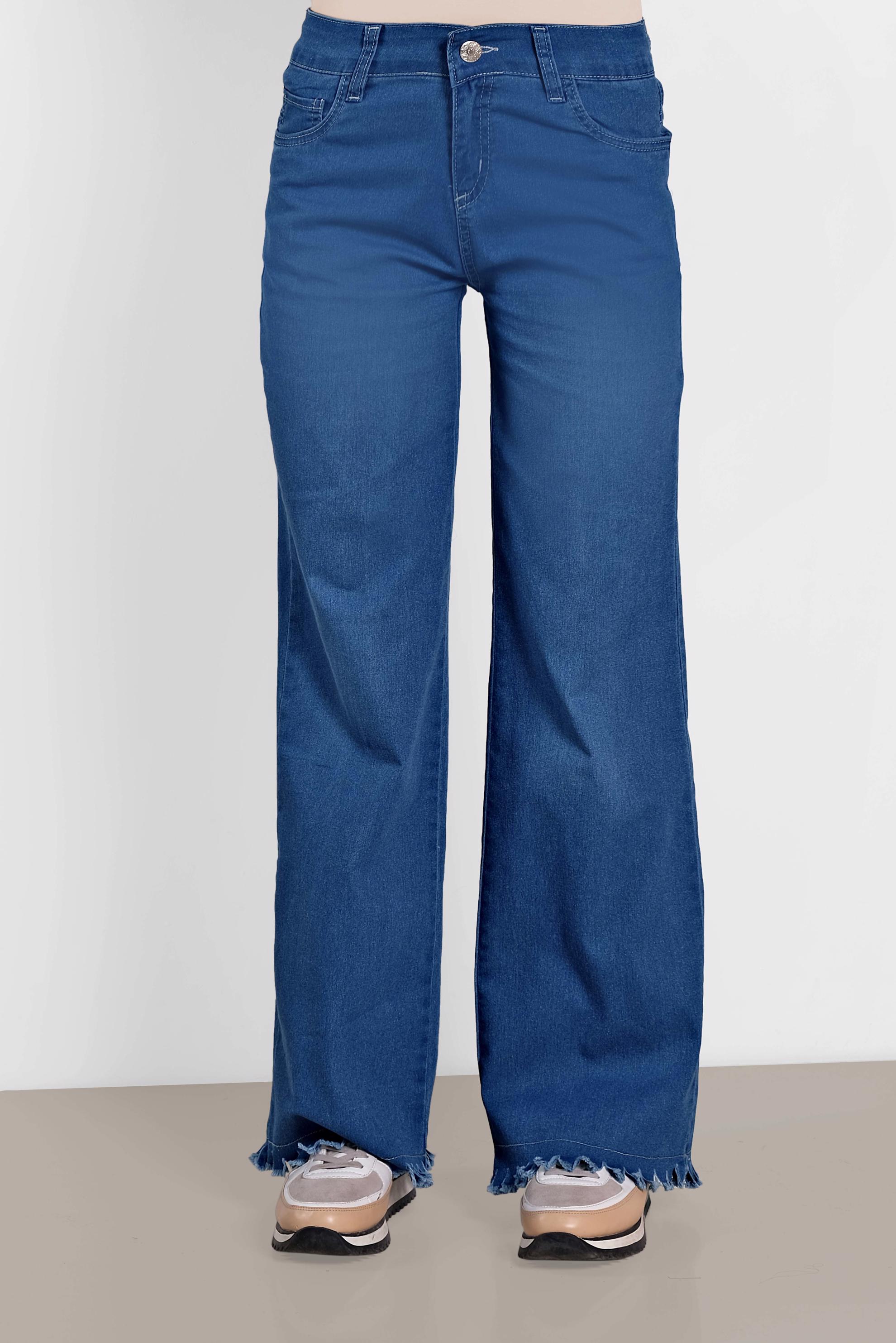 Tesettür giyim MAVİ PAÇA DETAYLI PANTOLON 7591 