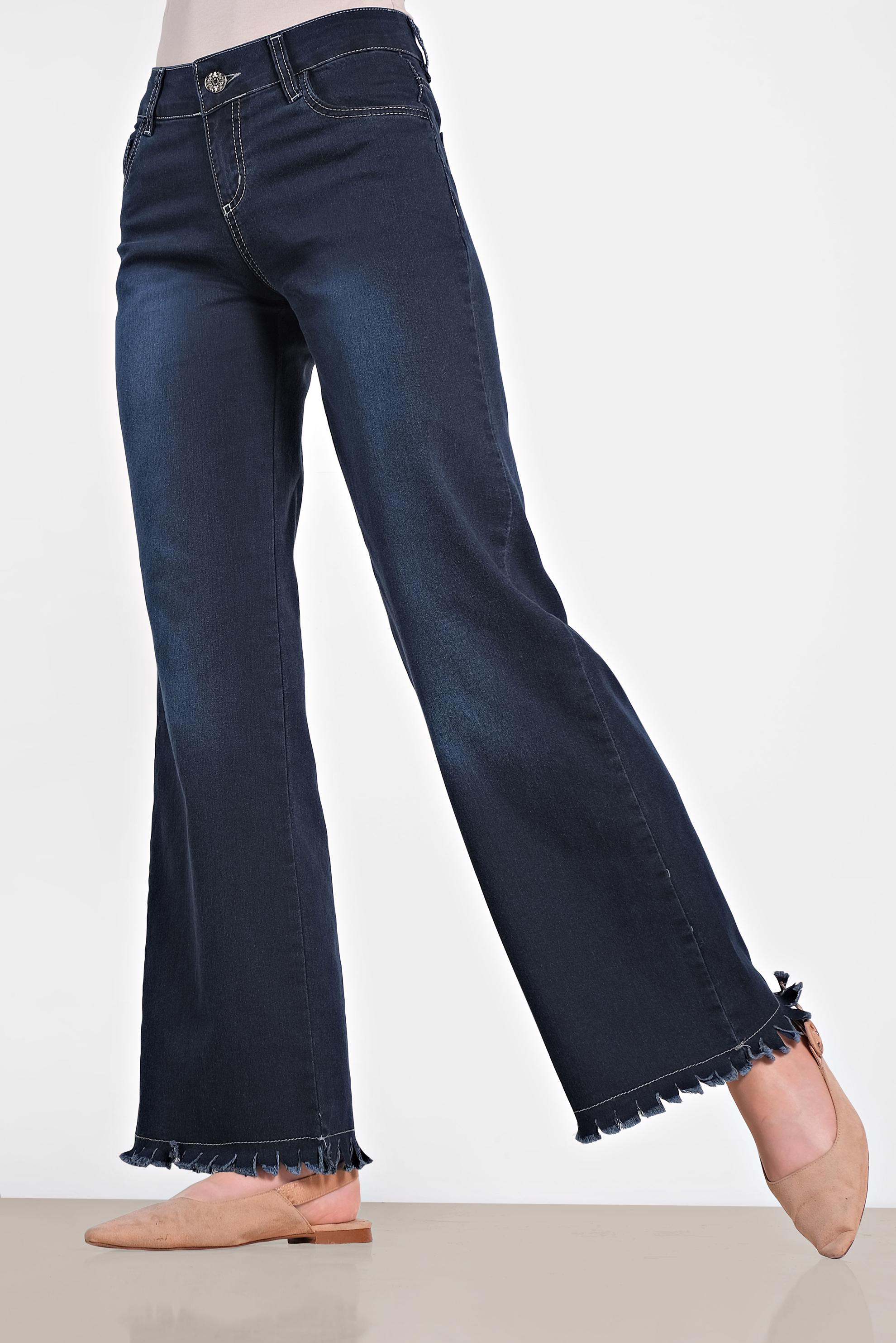 Tesettür giyim LACİVERT PAÇA DETAYLI PANTOLON 7591 