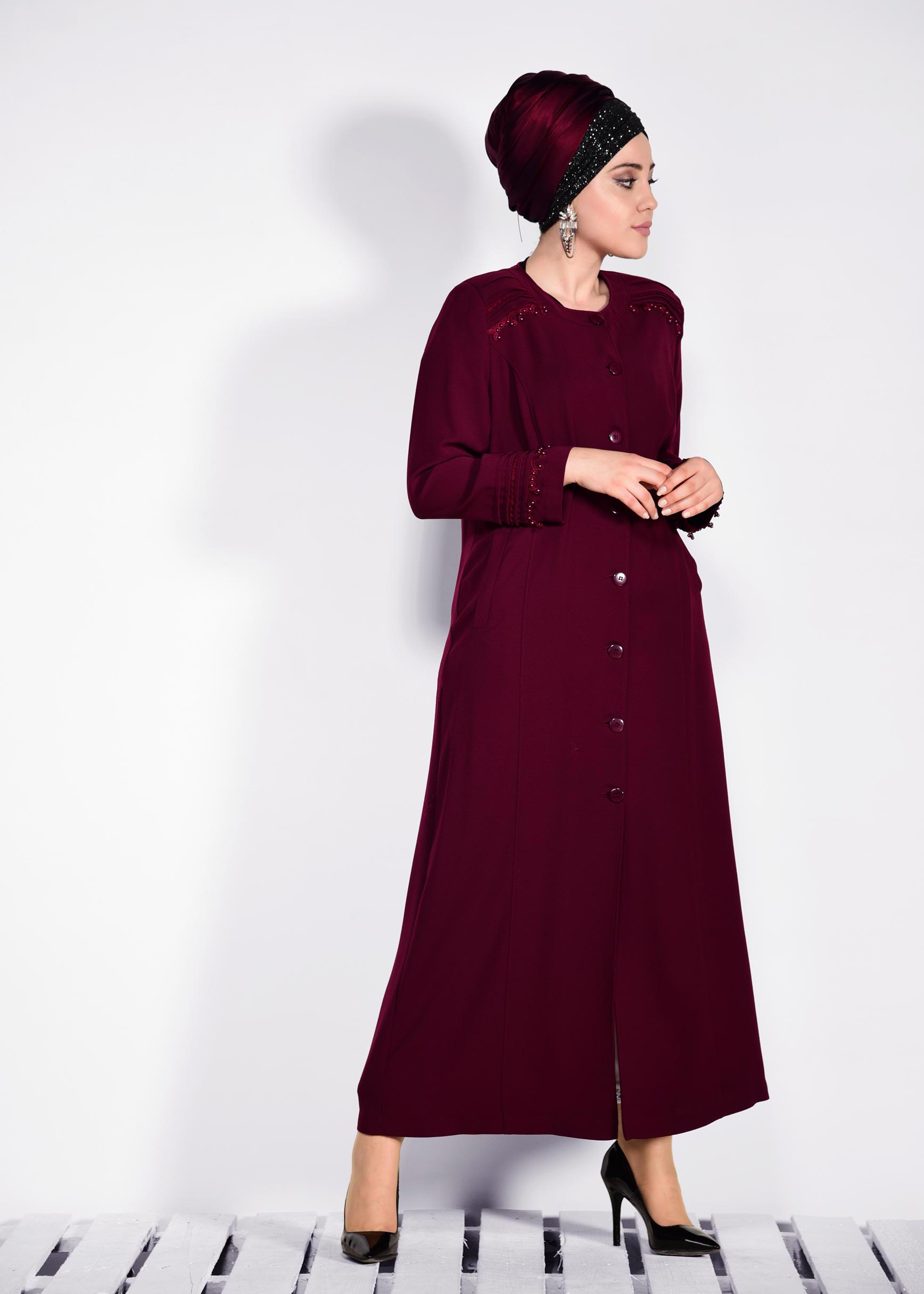 Hijab clothing DAMSON Guipure Detail Buttoned Overcoat 1277 