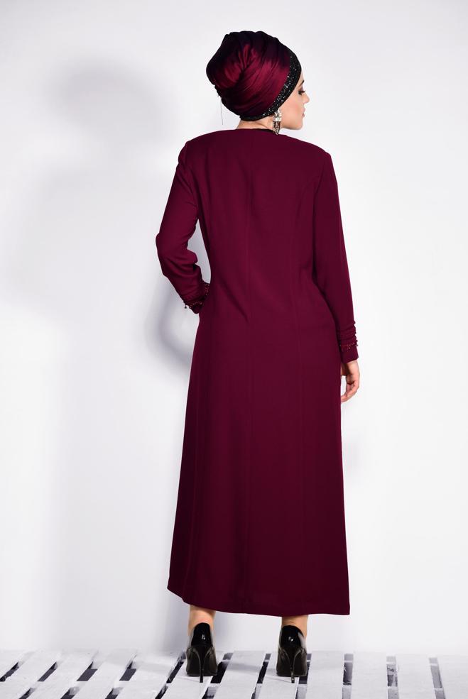 Hijab clothing DAMSON Guipure Detail Buttoned Overcoat 1277  - ALVİNA
