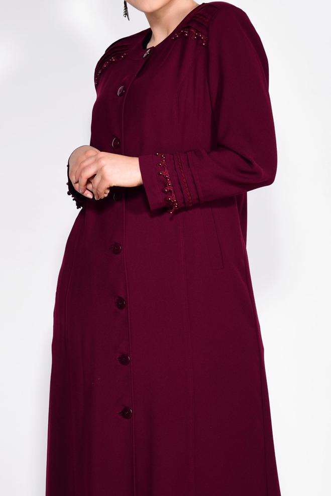 Hijab clothing DAMSON Guipure Detail Buttoned Overcoat 1277  - ALVİNA