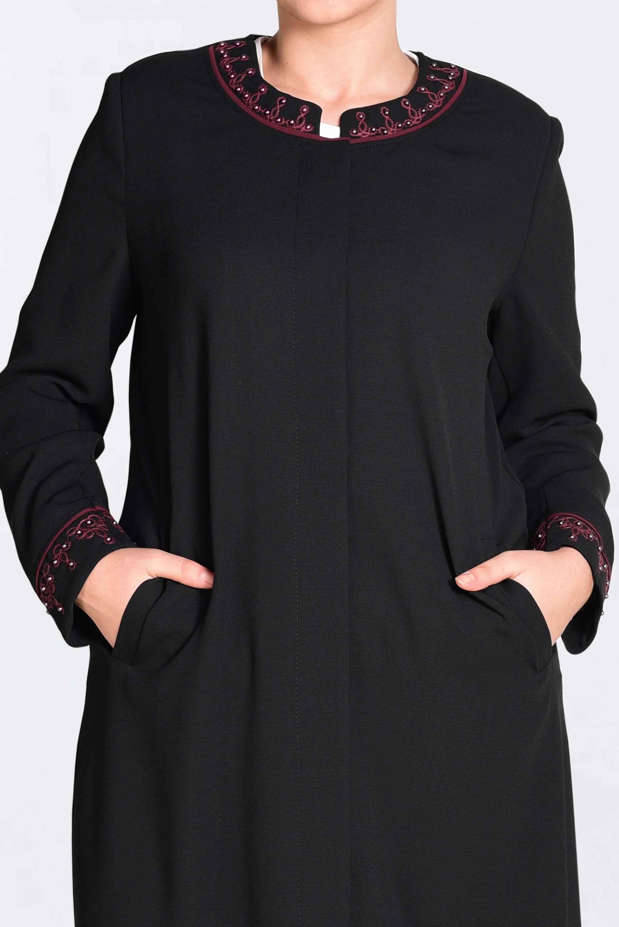 Tesettür giyim SİYAH İNCİ İŞLEMELİ PARDESÜ 1295