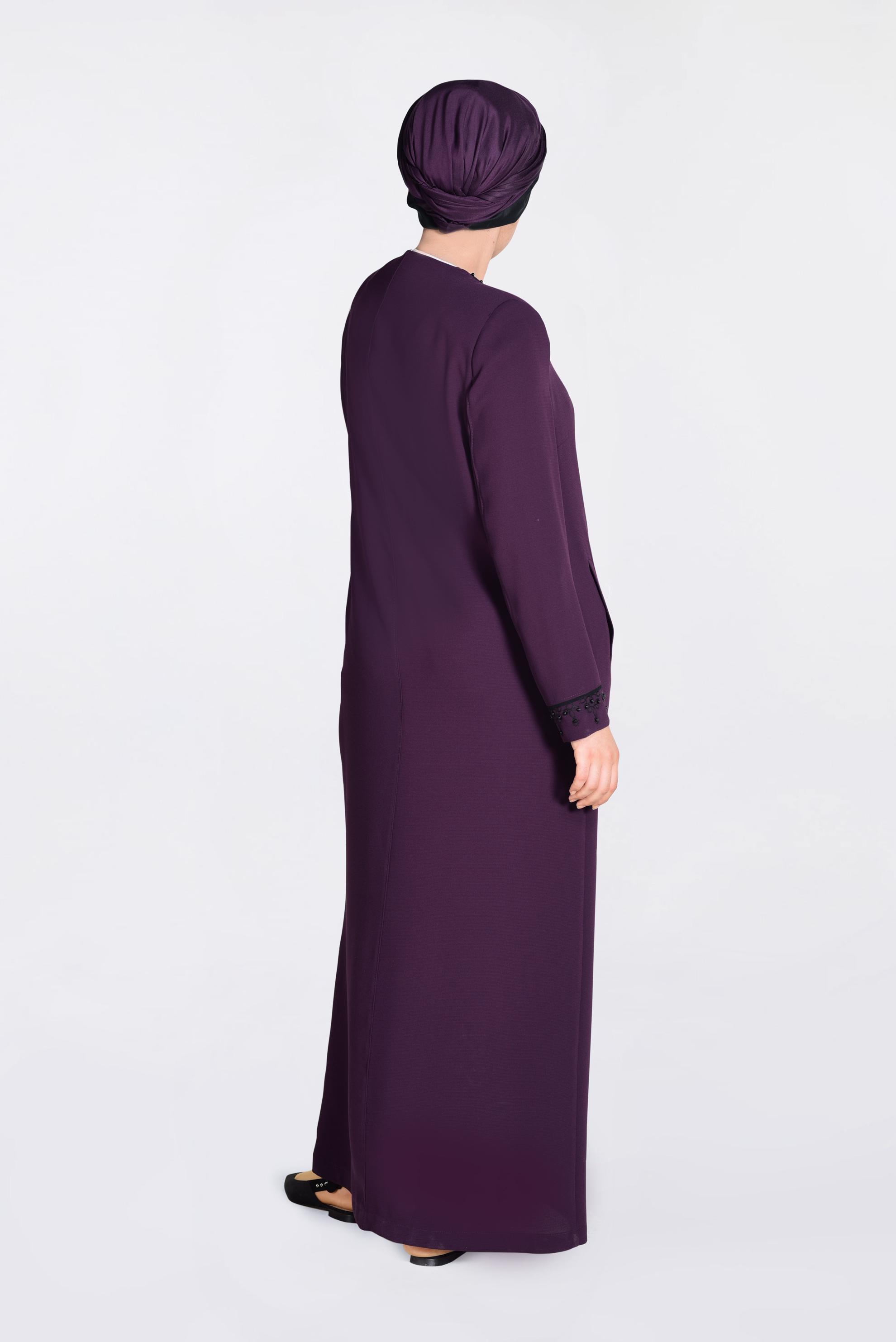 Tesettür giyim MOR İNCİ İŞLEMELİ PARDESÜ 1295