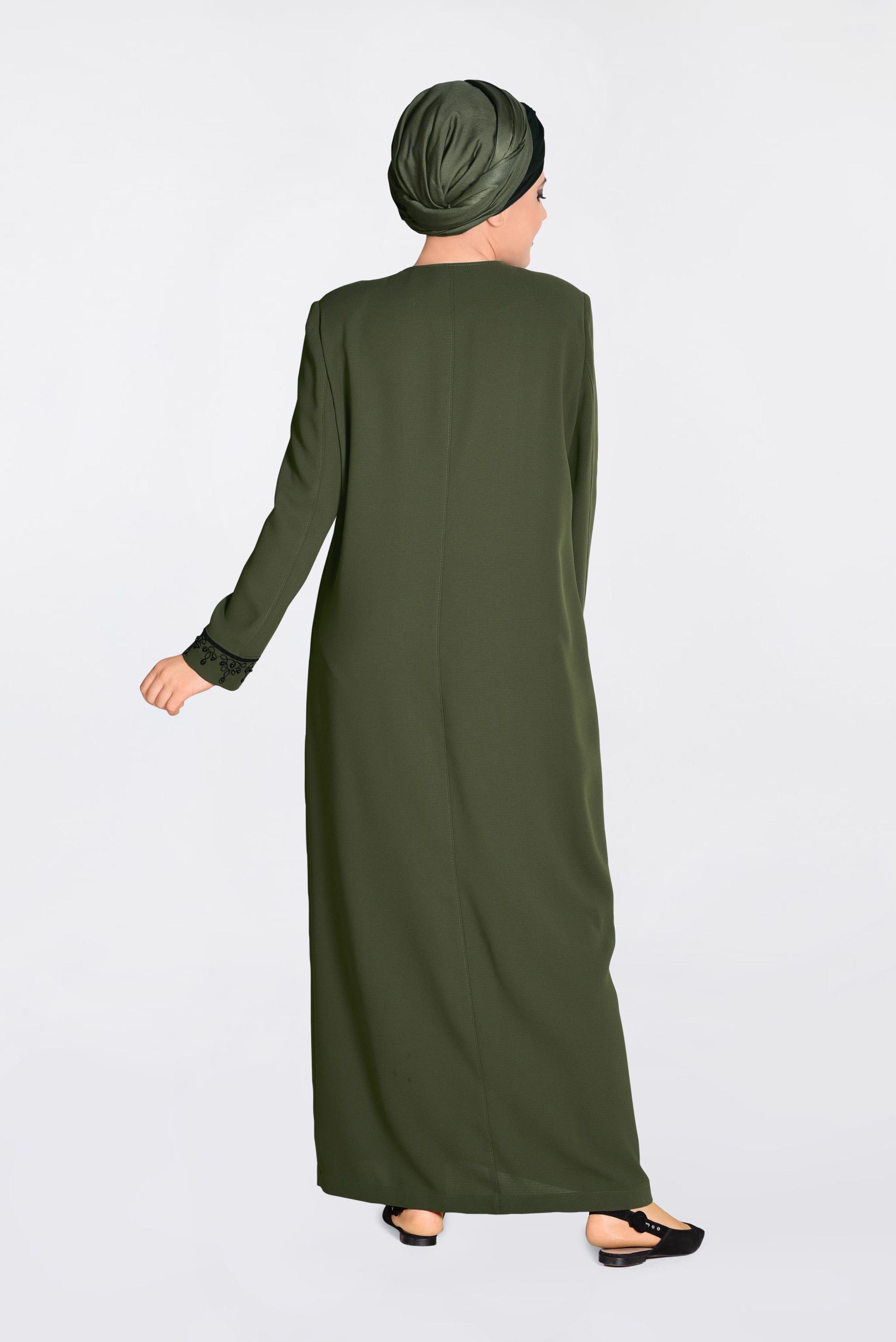 Tesettür giyim HAKİ İNCİ İŞLEMELİ PARDESÜ 1295