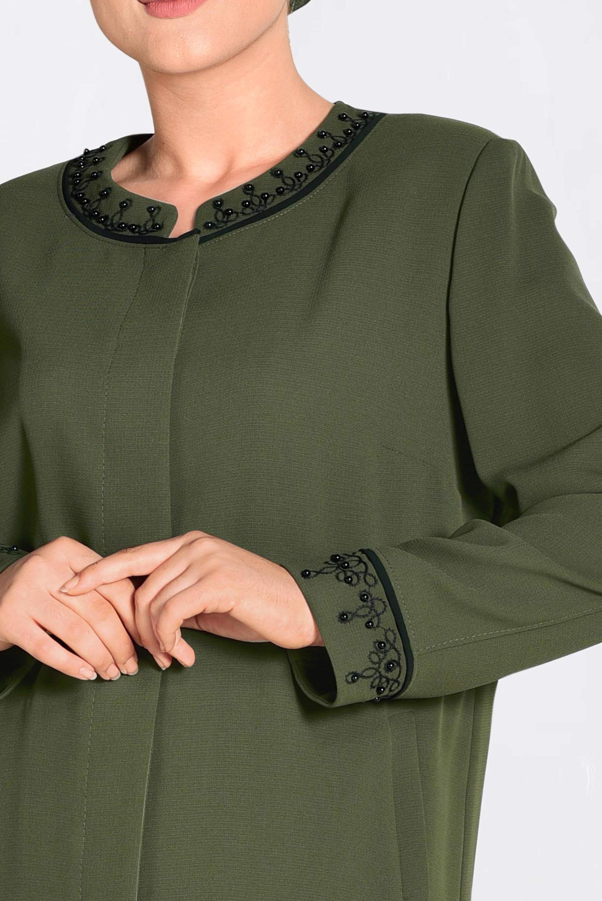 Tesettür giyim HAKİ İNCİ İŞLEMELİ PARDESÜ 1295