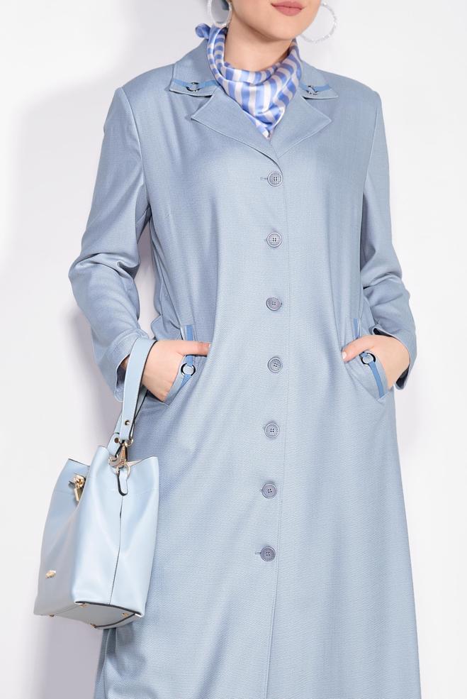 Hijab clothing GREY Pocket Detail Buttoned Overcoat 1296  - ALVİNA