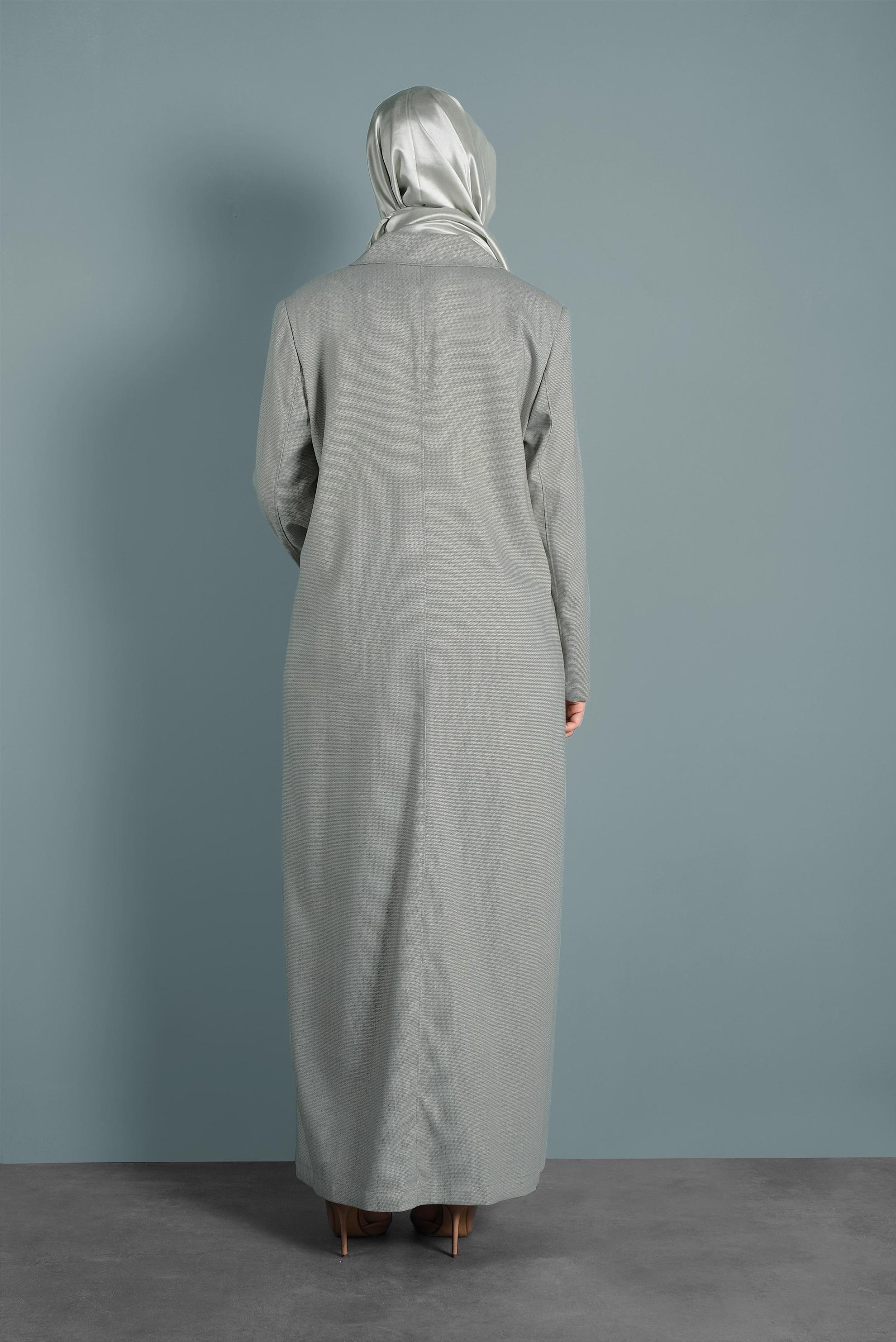 Hijab clothing KHAKI Pocket Detail Buttoned Overcoat 1296 