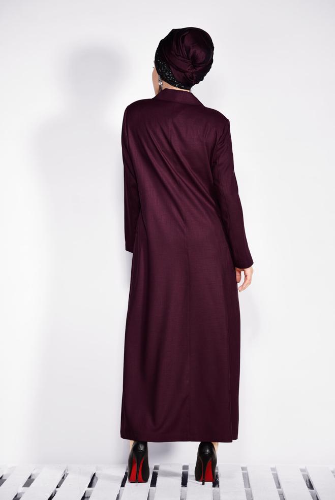 Hijab clothing BROWN Pocket Detail Buttoned Overcoat 1296  - ALVİNA