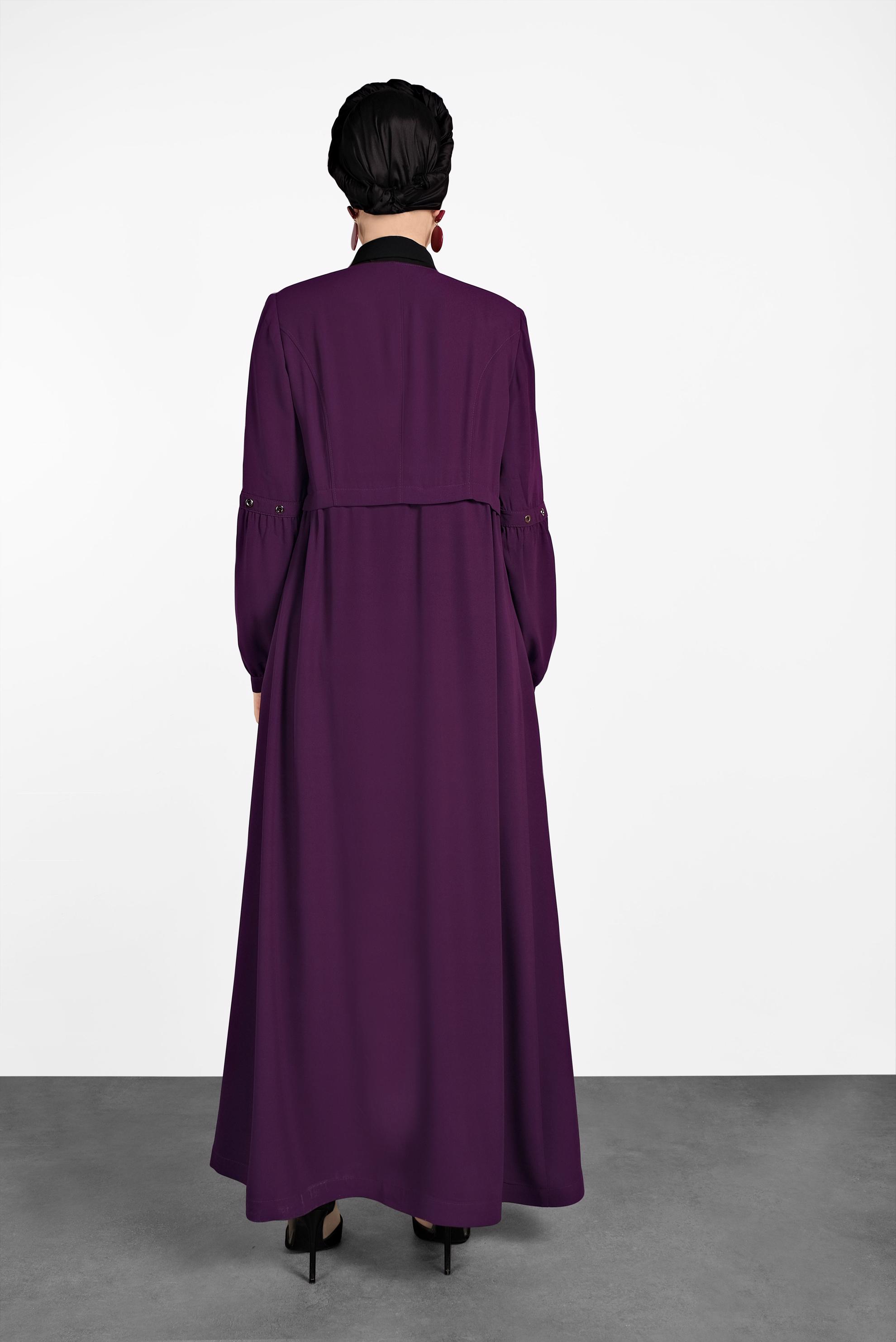 Tesettür giyim MOR  FERMUARLI PARDESÜ 1401 