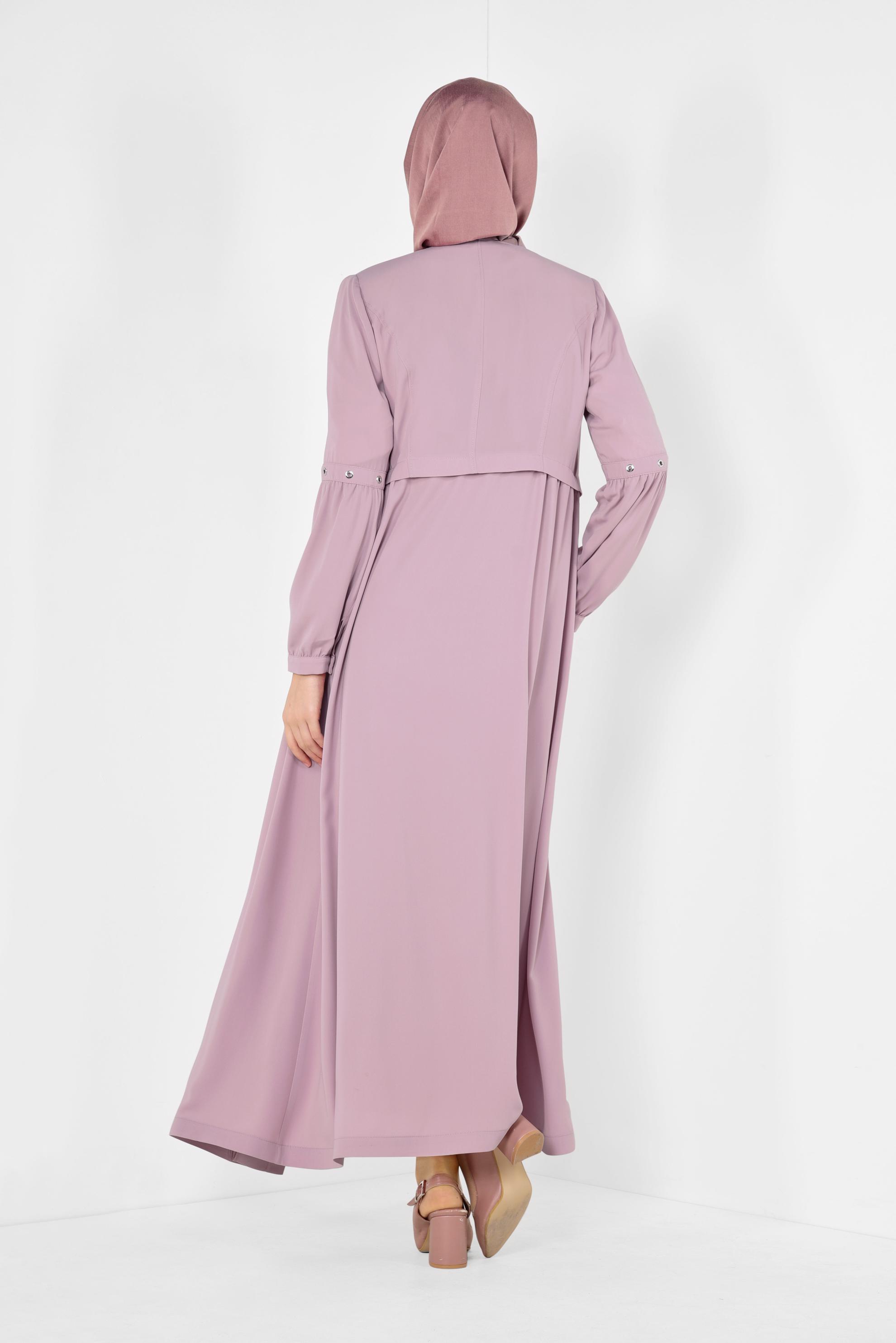 Tesettür giyim PUDRA  FERMUARLI PARDESÜ 1401 