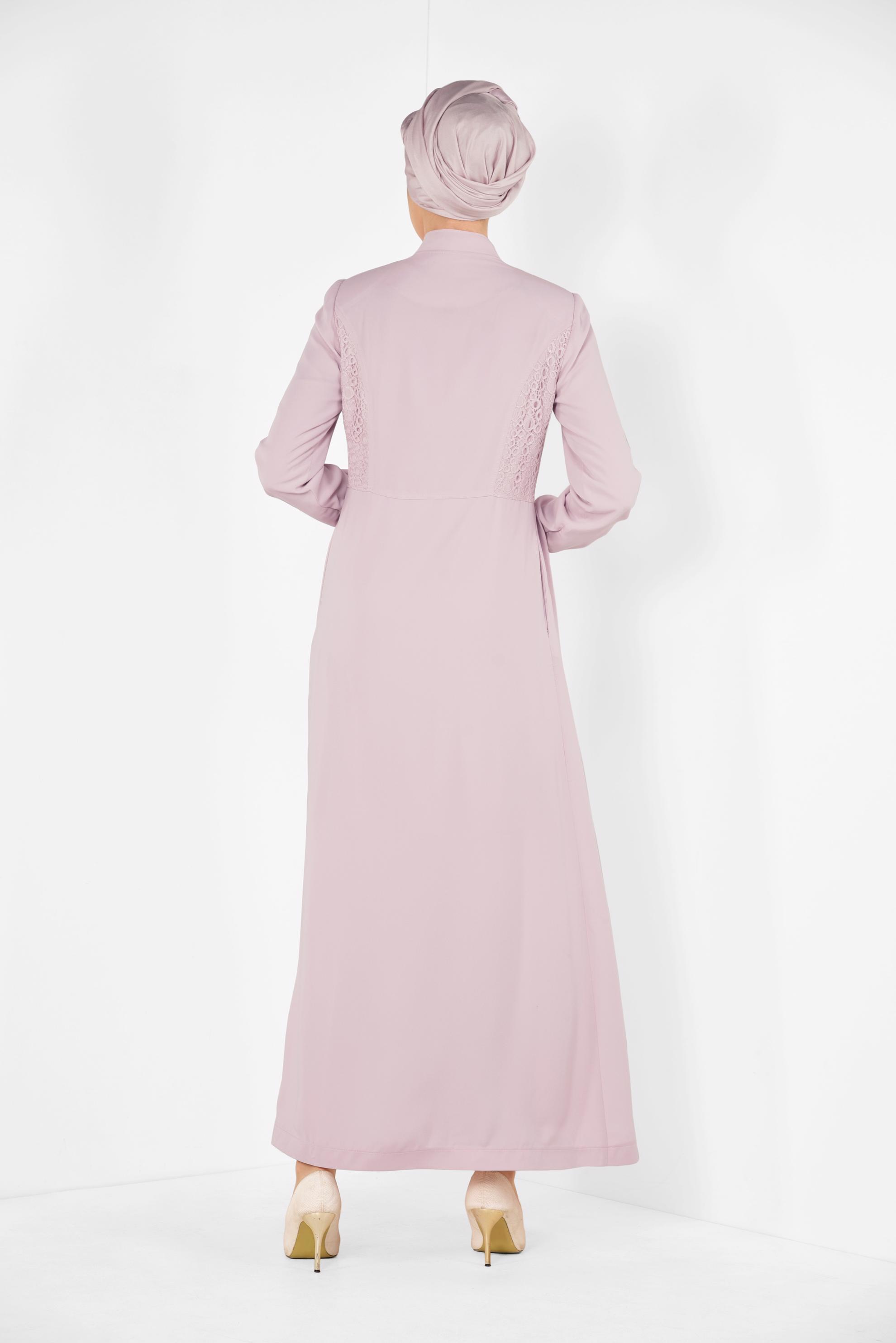 Tesettür giyim PUDRA GÜPÜRLÜ VE PİLİSELİ PARDESÜ 1402