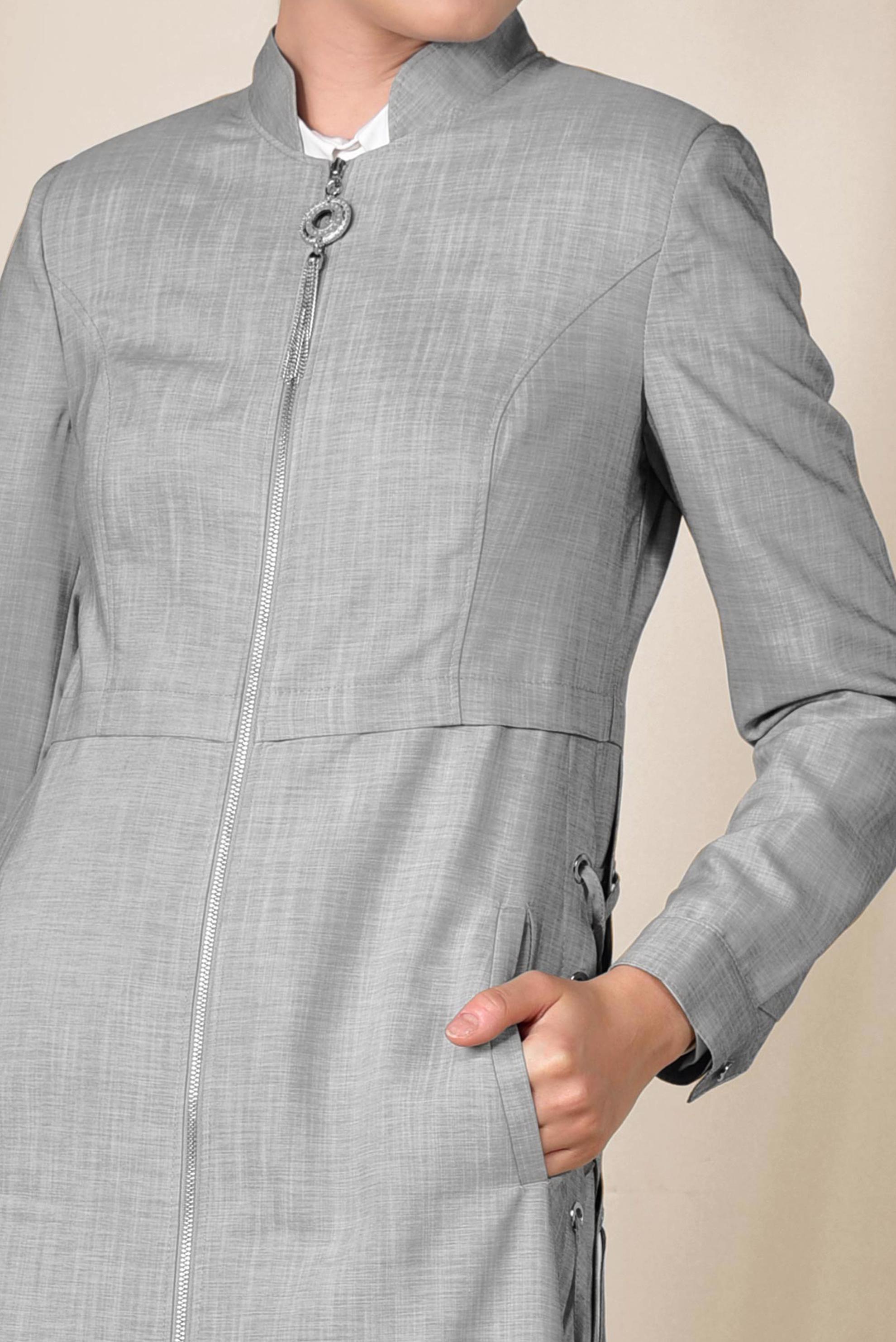 Tesettür giyim GRİ ÇAPRAZ BAĞCIK DETAYLI PARDESÜ 1421