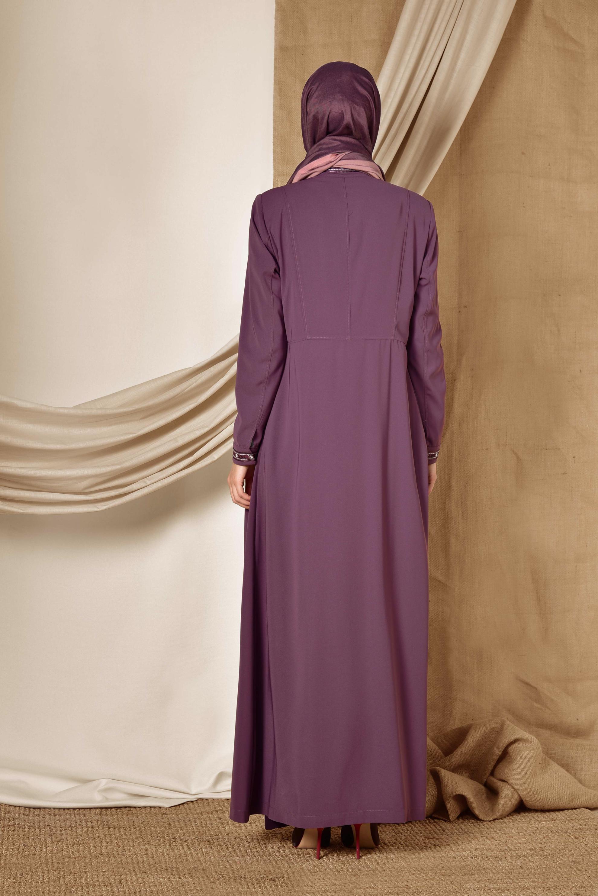 Tesettür giyim PEMBE PİLELİ HAKİM YAKA PARDESÜ 1424