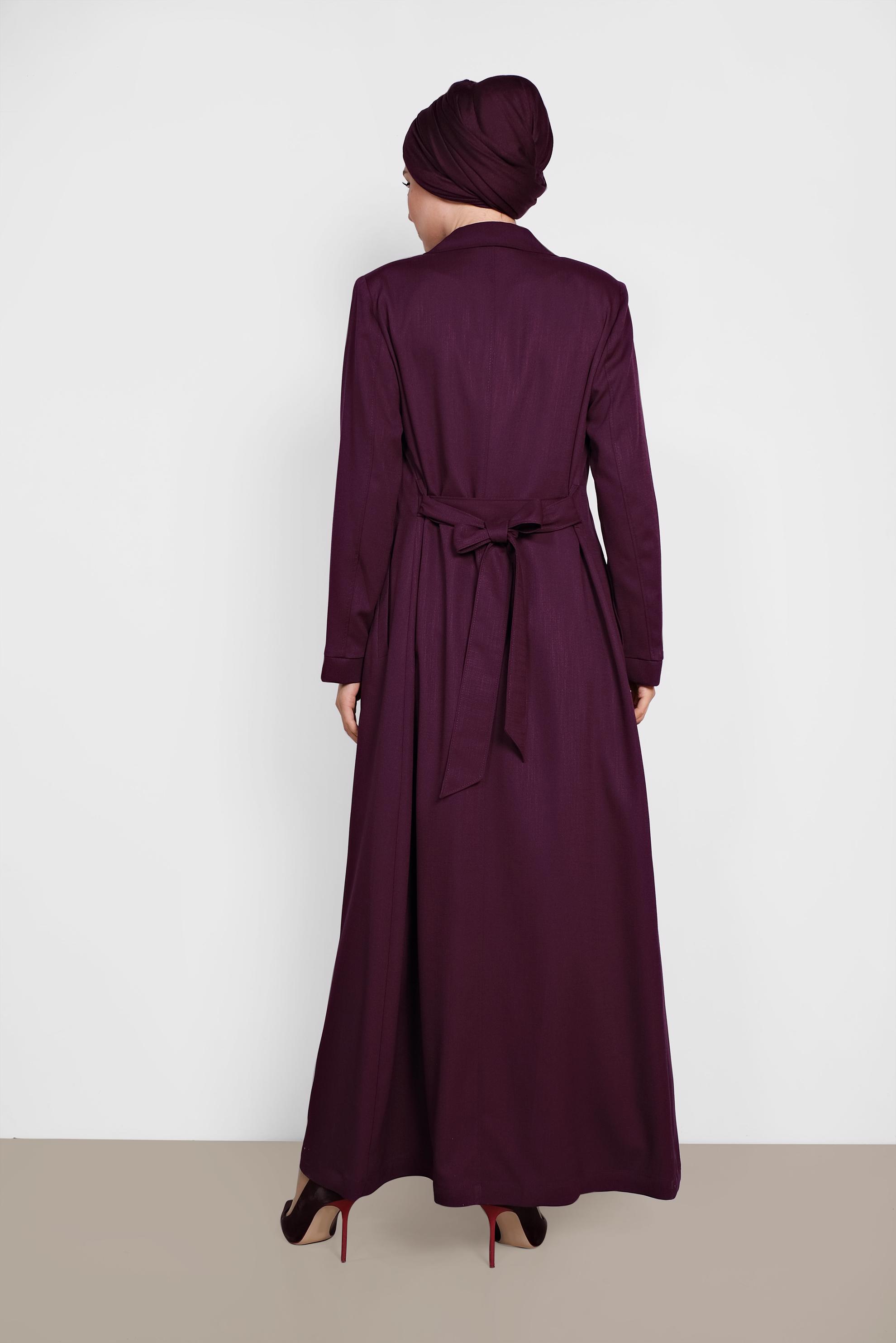 Hijab clothing PURPLE Hidden Button Overcoat 1444