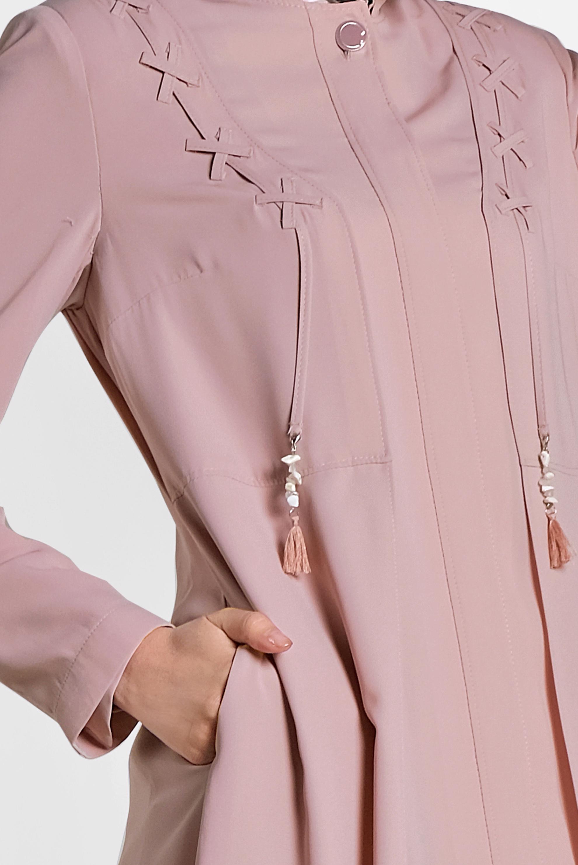 Tesettür giyim PUDRA GİZLİ DÜĞMELİ CEPLİ PARDESÜ 1461	