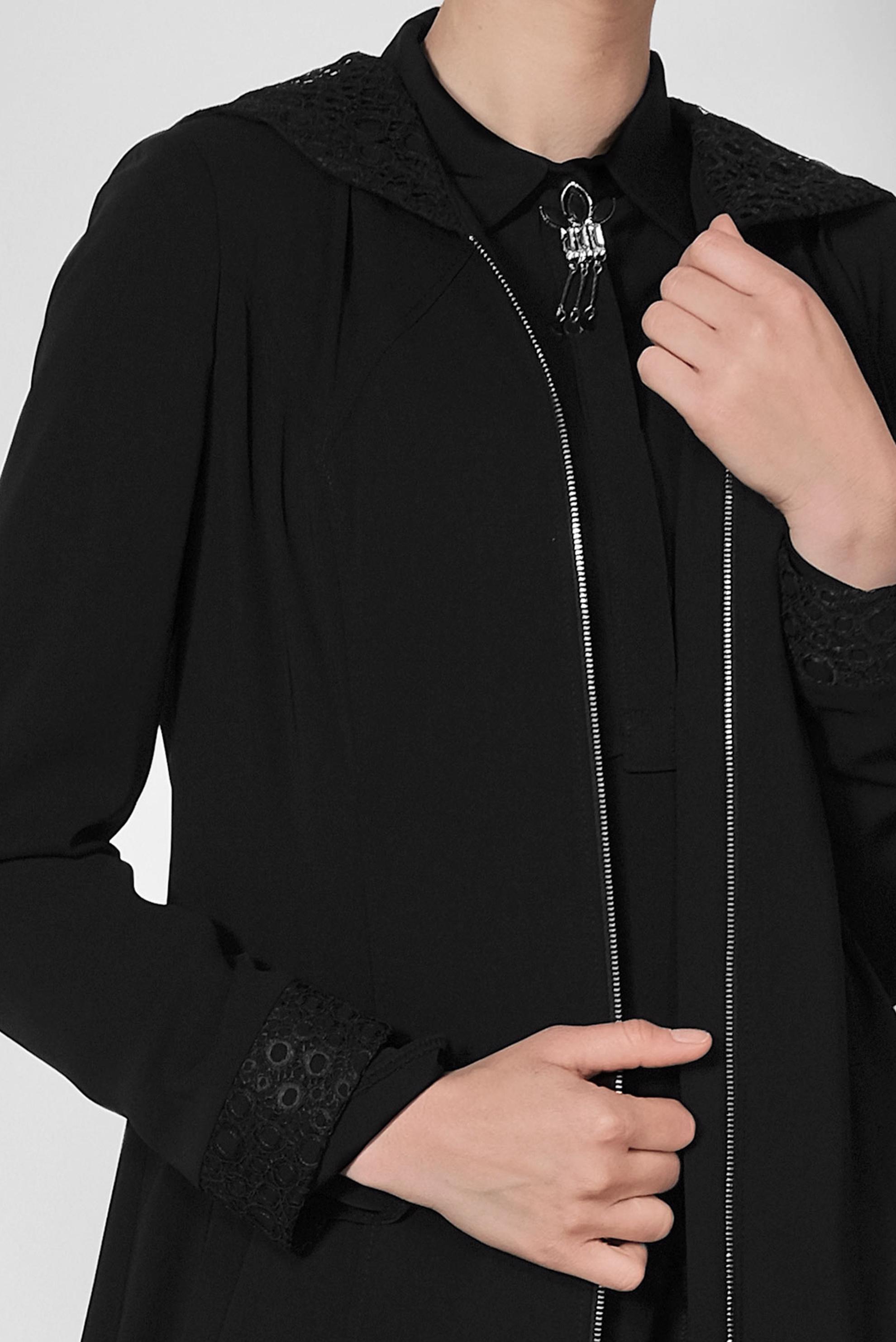 Tesettür giyim SİYAH DANTEL DETAYLI PARDESÜ 1462