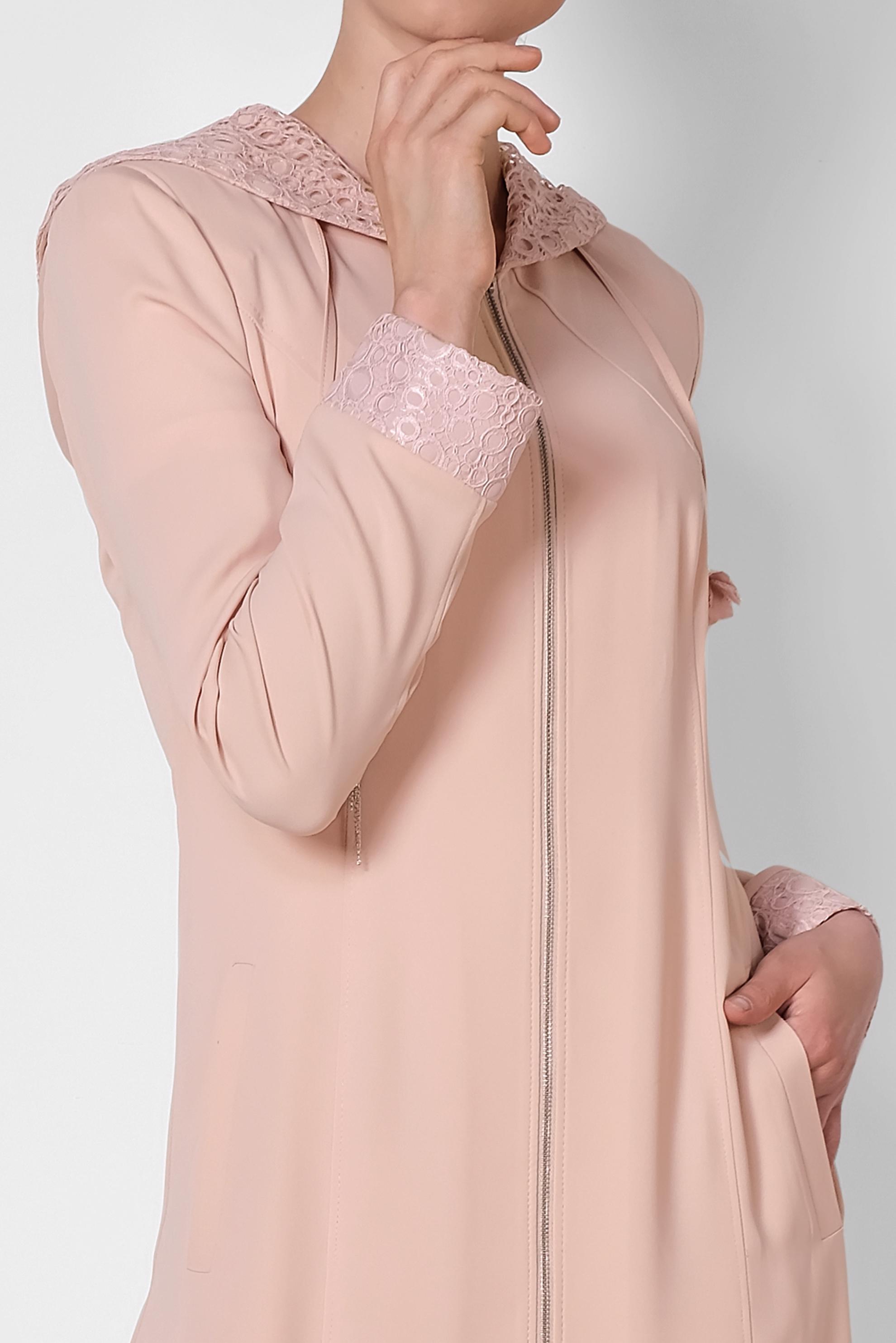 Tesettür giyim PUDRA DANTEL DETAYLI PARDESÜ 1462