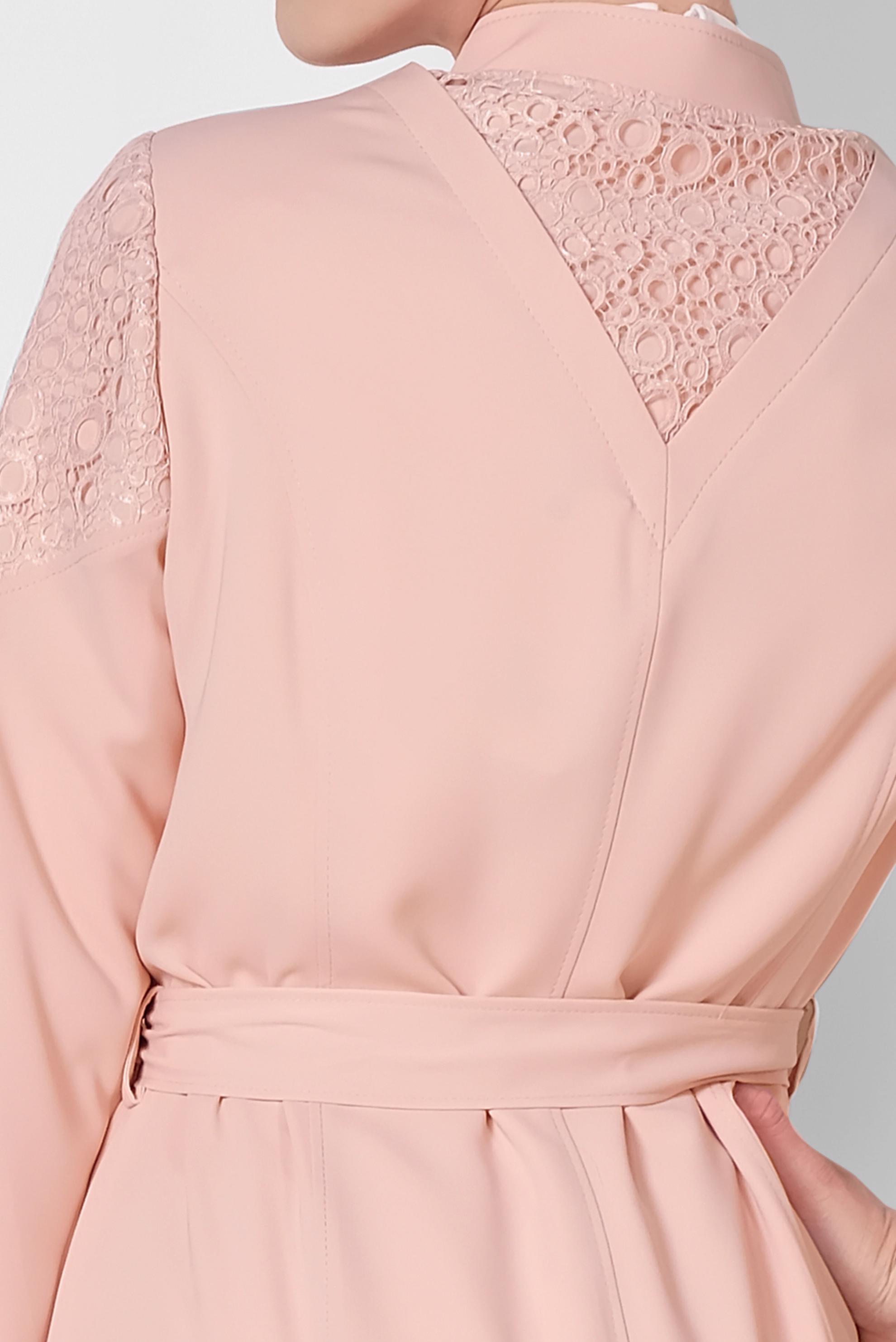 Tesettür giyim PUDRA BELİ KUŞAKLI GÜPÜRLÜ PARDESÜ 1464