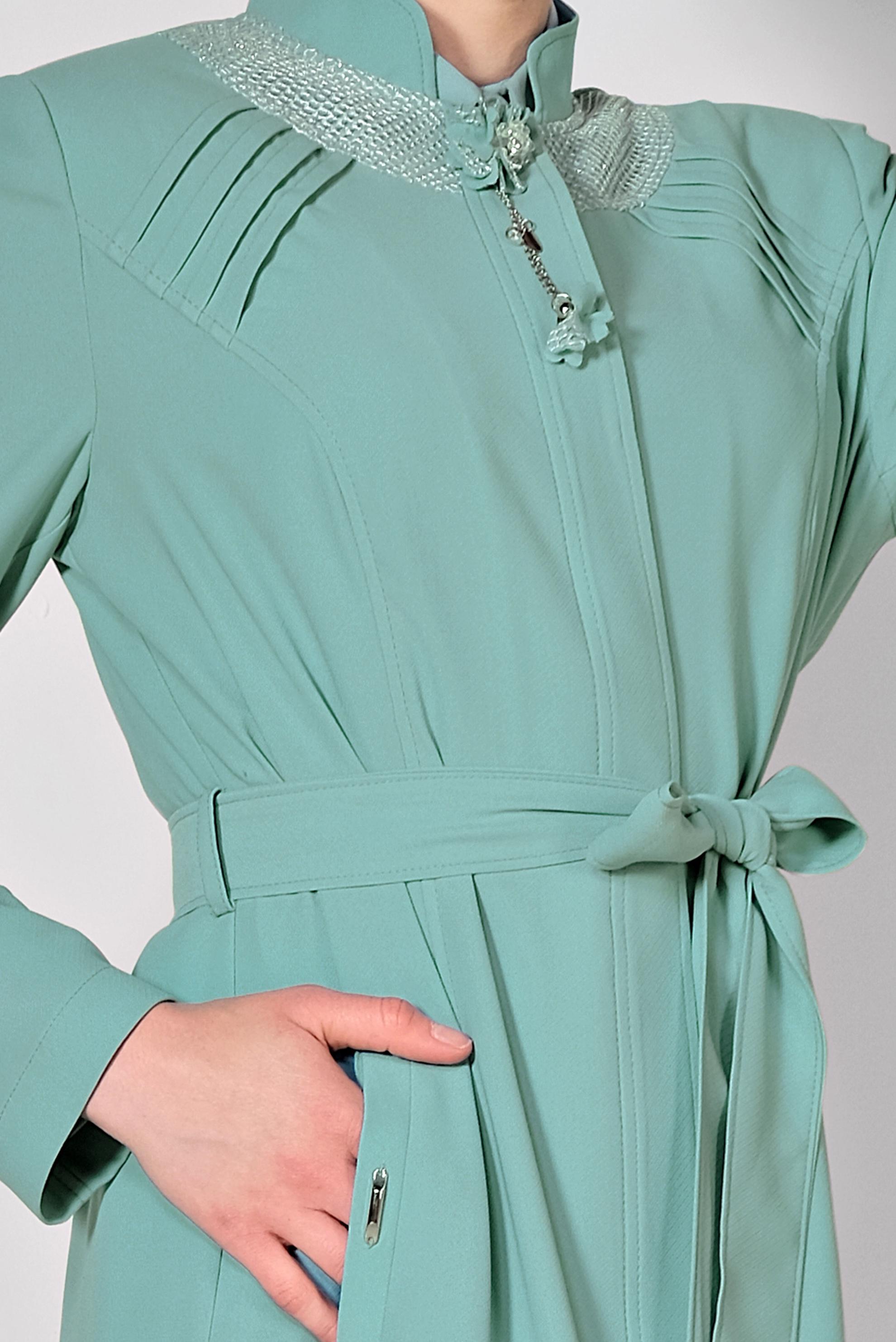 Tesettür giyim MAVİ GİZLİ DÜĞMELİ CEPLİ PARDESÜ 1466