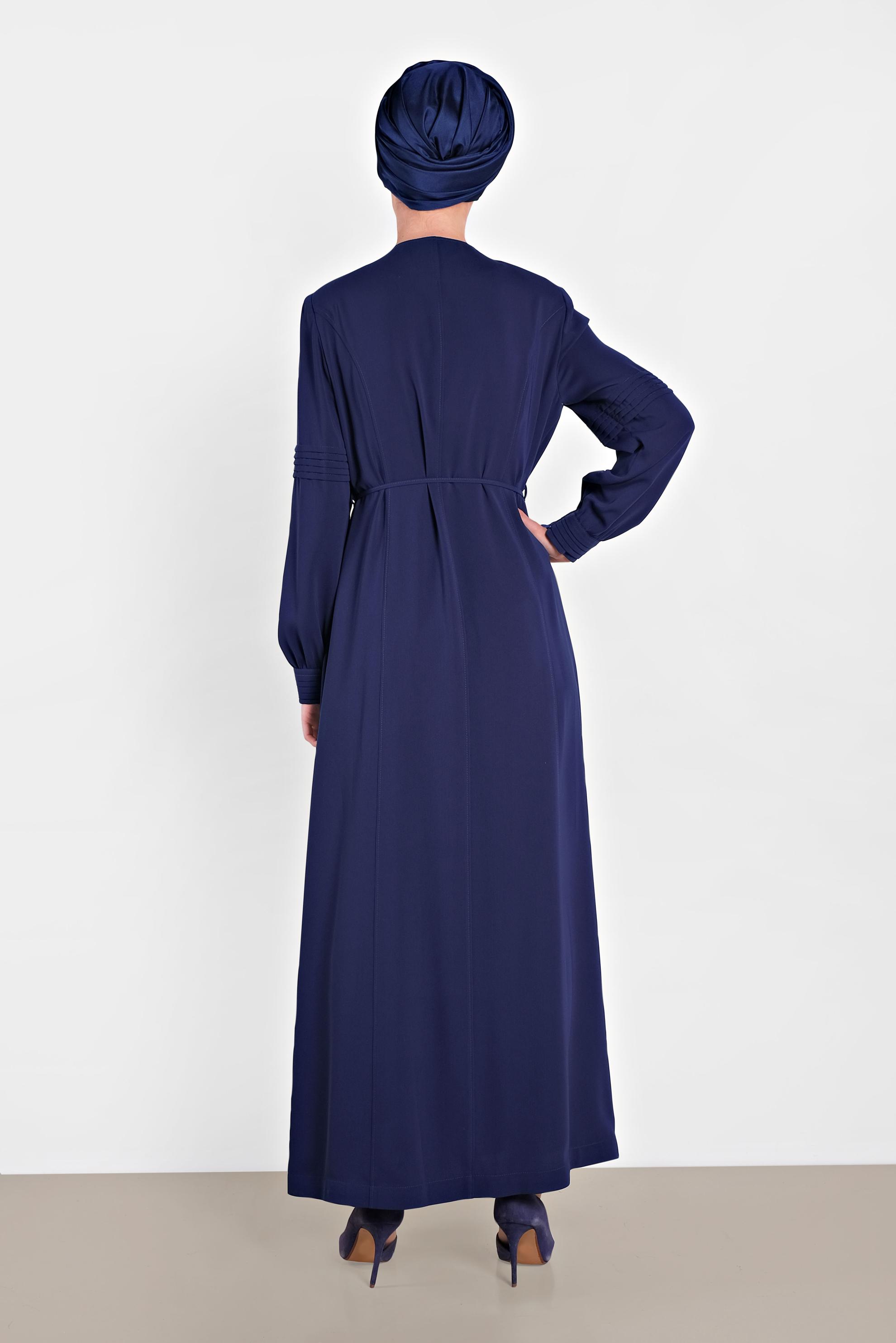 Tesettür giyim LACİVERT GİZLİ DÜĞMELİ CEPLİ PARDESÜ 1467