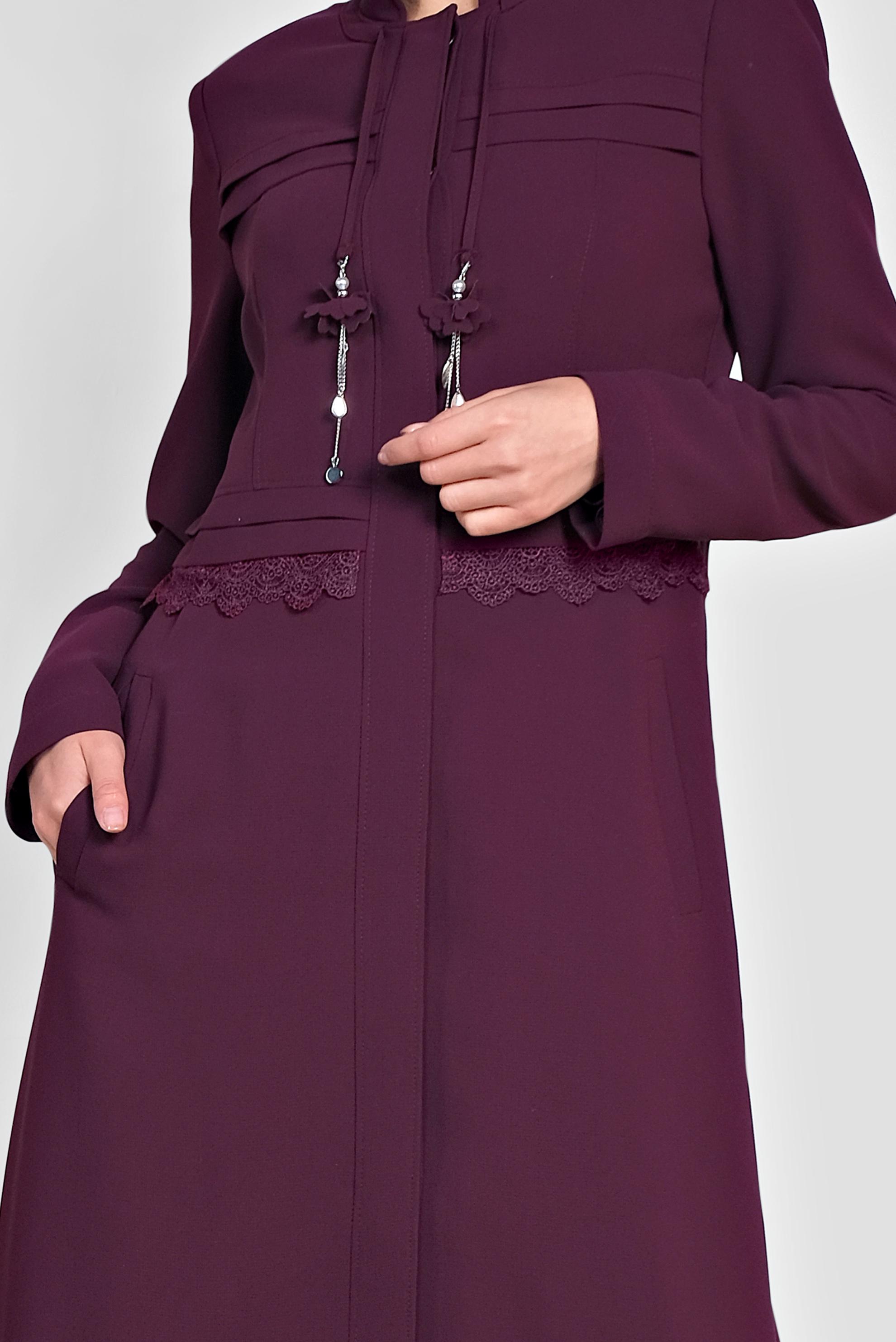 Tesettür giyim MOR HAKİM YAKA GİZLİ DÜĞMELİ PARDESÜ 1468